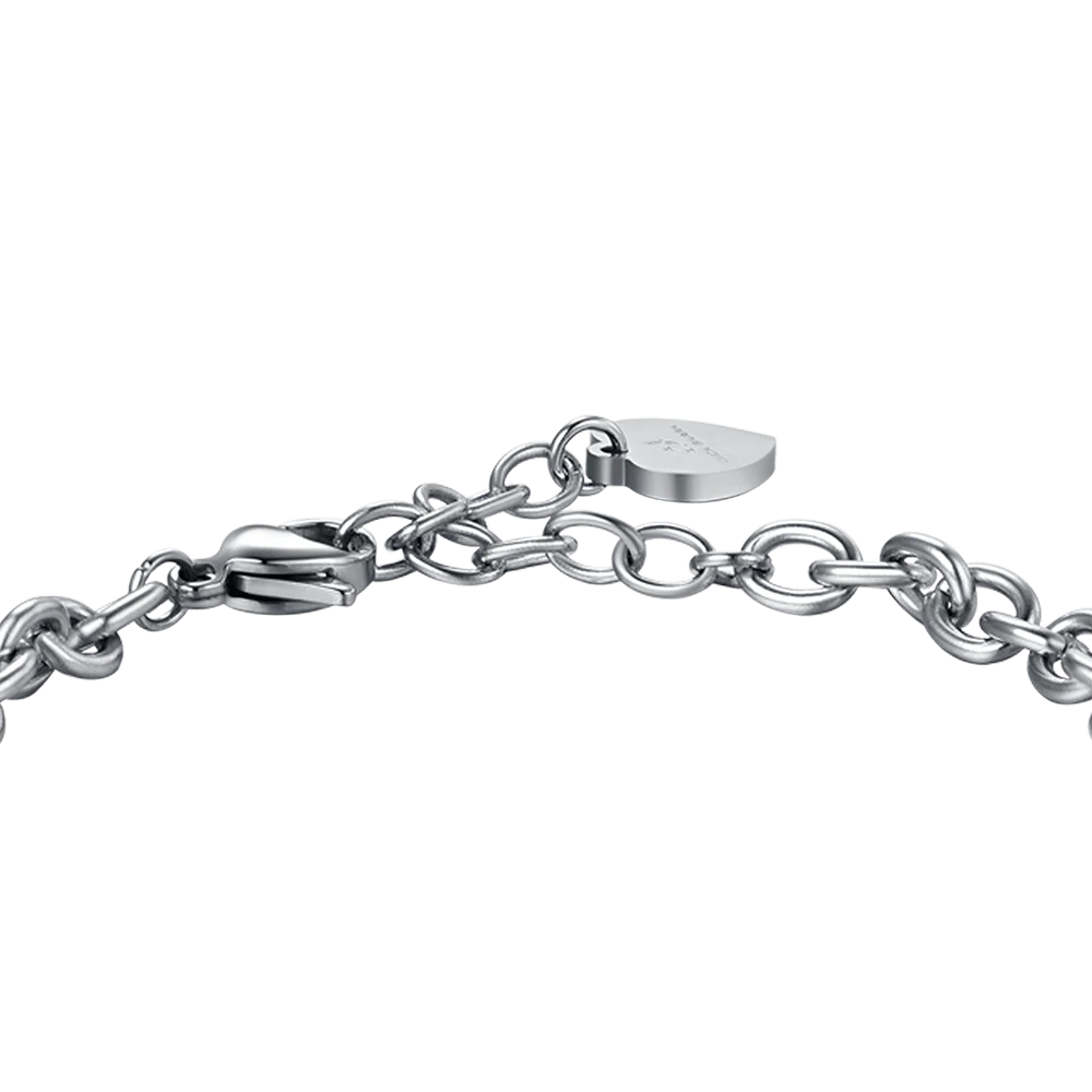 BRACCIALE DONNA IN ACCIAIO CON CUORE CON CRISTALLI BIANCHI - Image 5