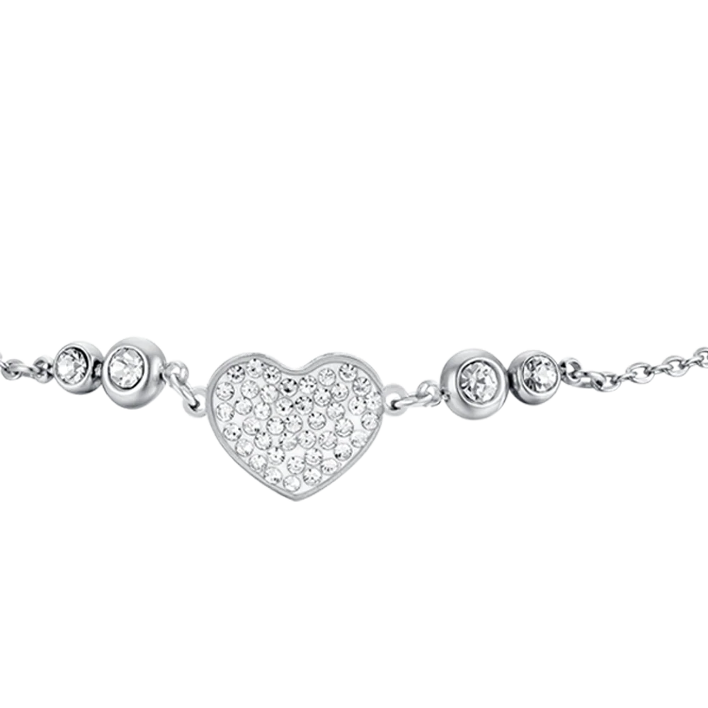 BRACCIALE DONNA IN ACCIAIO CON CUORE CON CRISTALLI BIANCHI - Image 4