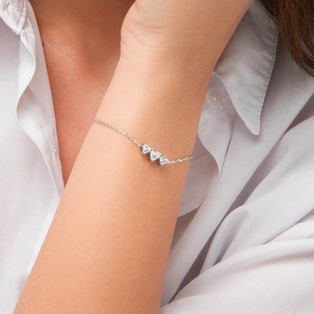BRACCIALE DONNA IN ACCIAIO CON CUORI CON ZIRCONI BIANCHI - Image 2