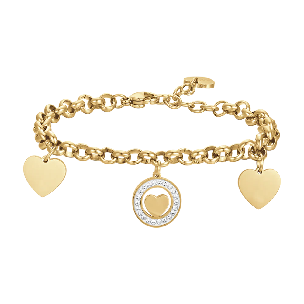 BRACCIALE DONNA IN ACCIAIO CON CUORI E CRISTALLI BIANCHI - Image 2