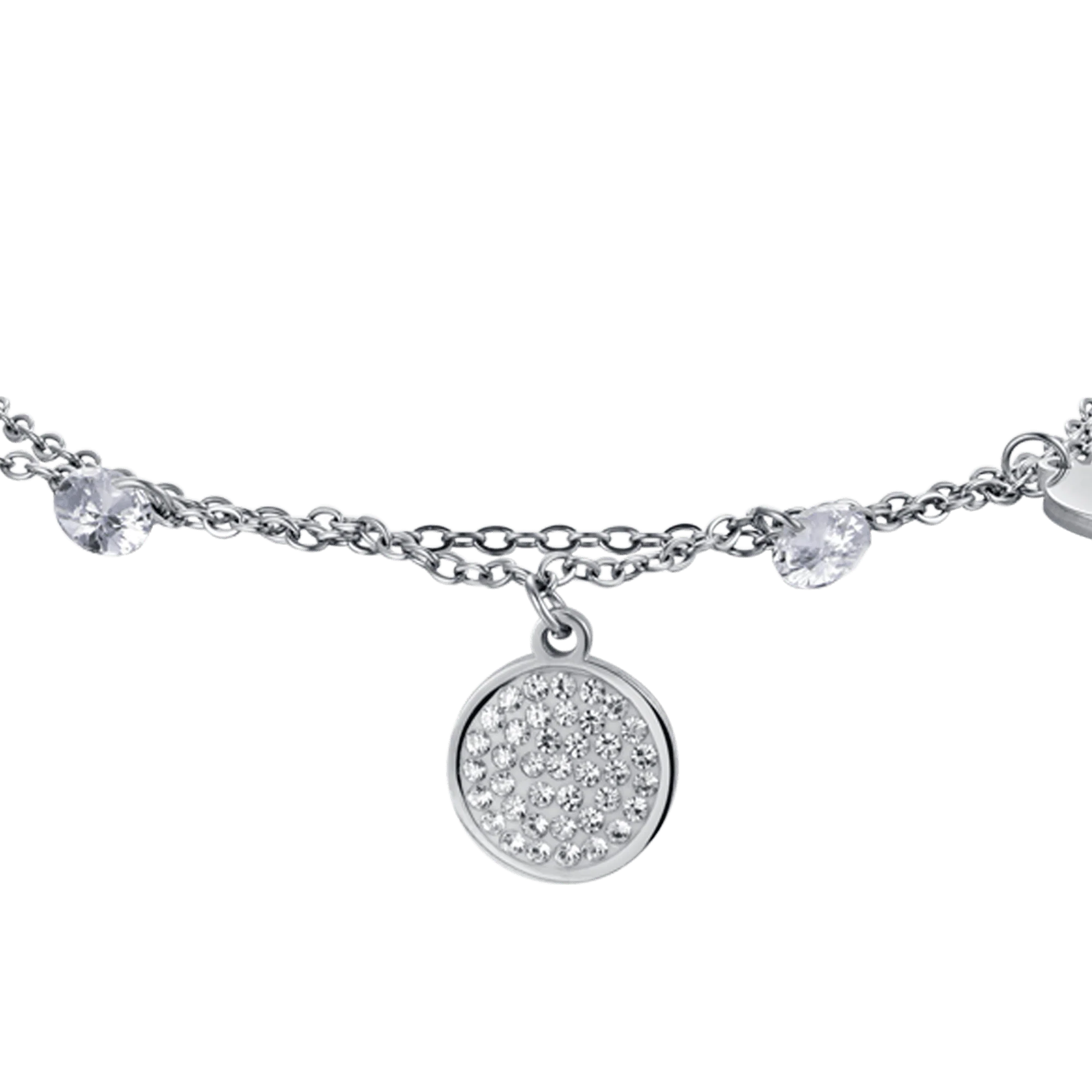 BRACCIALE DONNA IN ACCIAIO CON ELEMENTI E CRISTALLI BIANCHI - Image 5