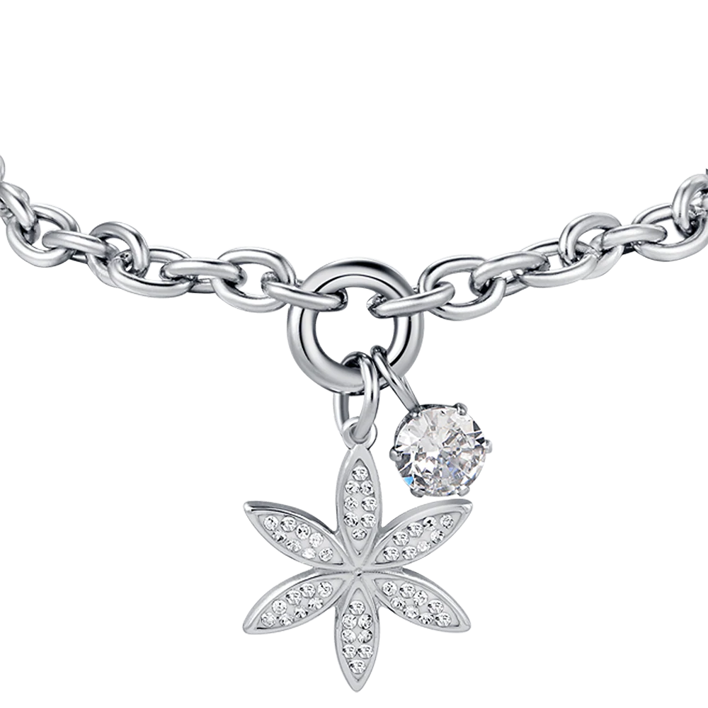 BRACCIALE DONNA IN ACCIAIO CON FIORE DELLA VITA CON CRISTALLI BIANCHI - Image 4