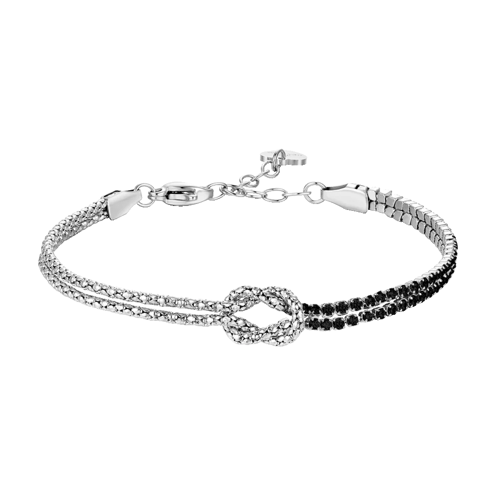 BRACCIALE DONNA IN ACCIAIO CON NODO E ZIRCONI NERI