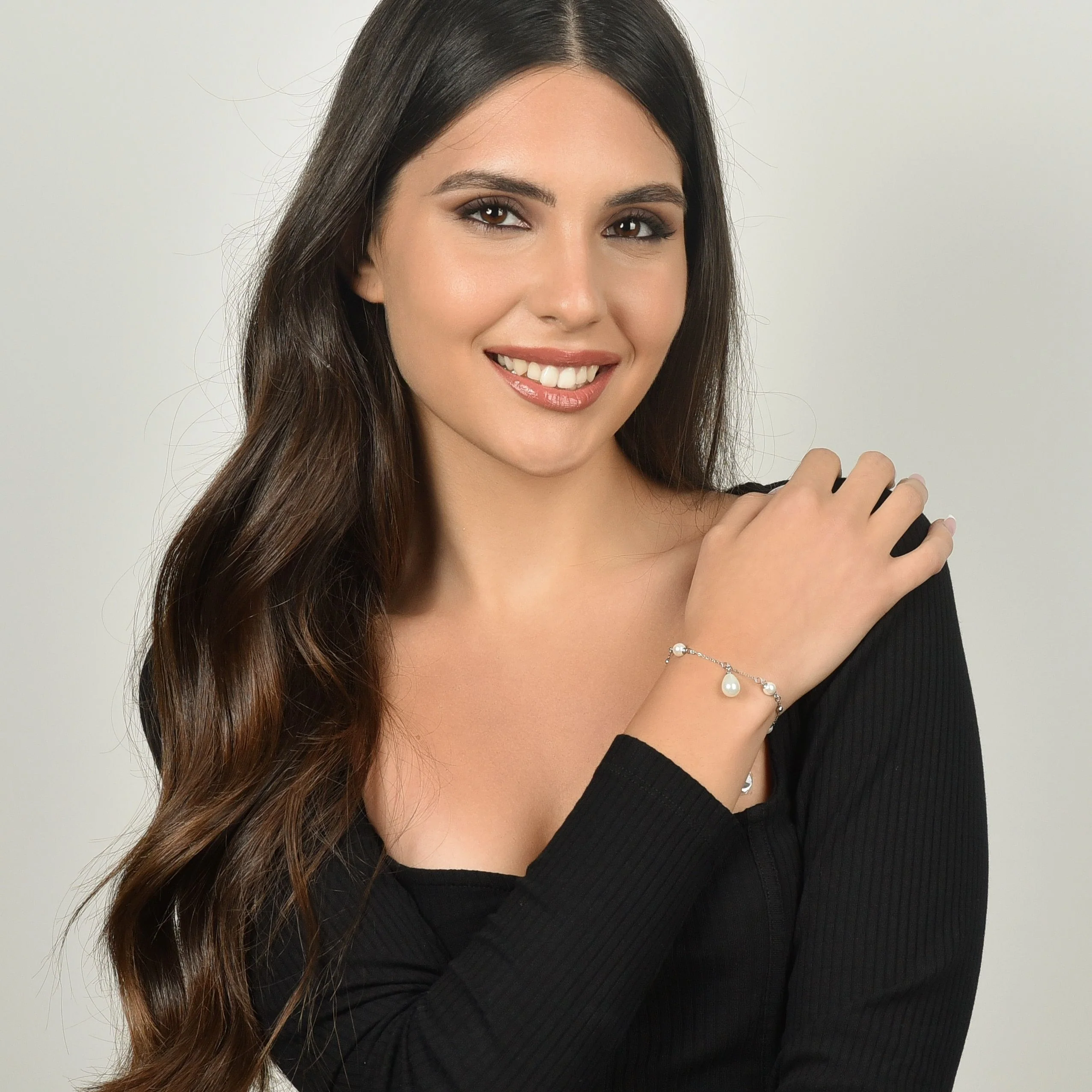 BRACCIALE DONNA IN ACCIAIO CON PERLE - Image 3