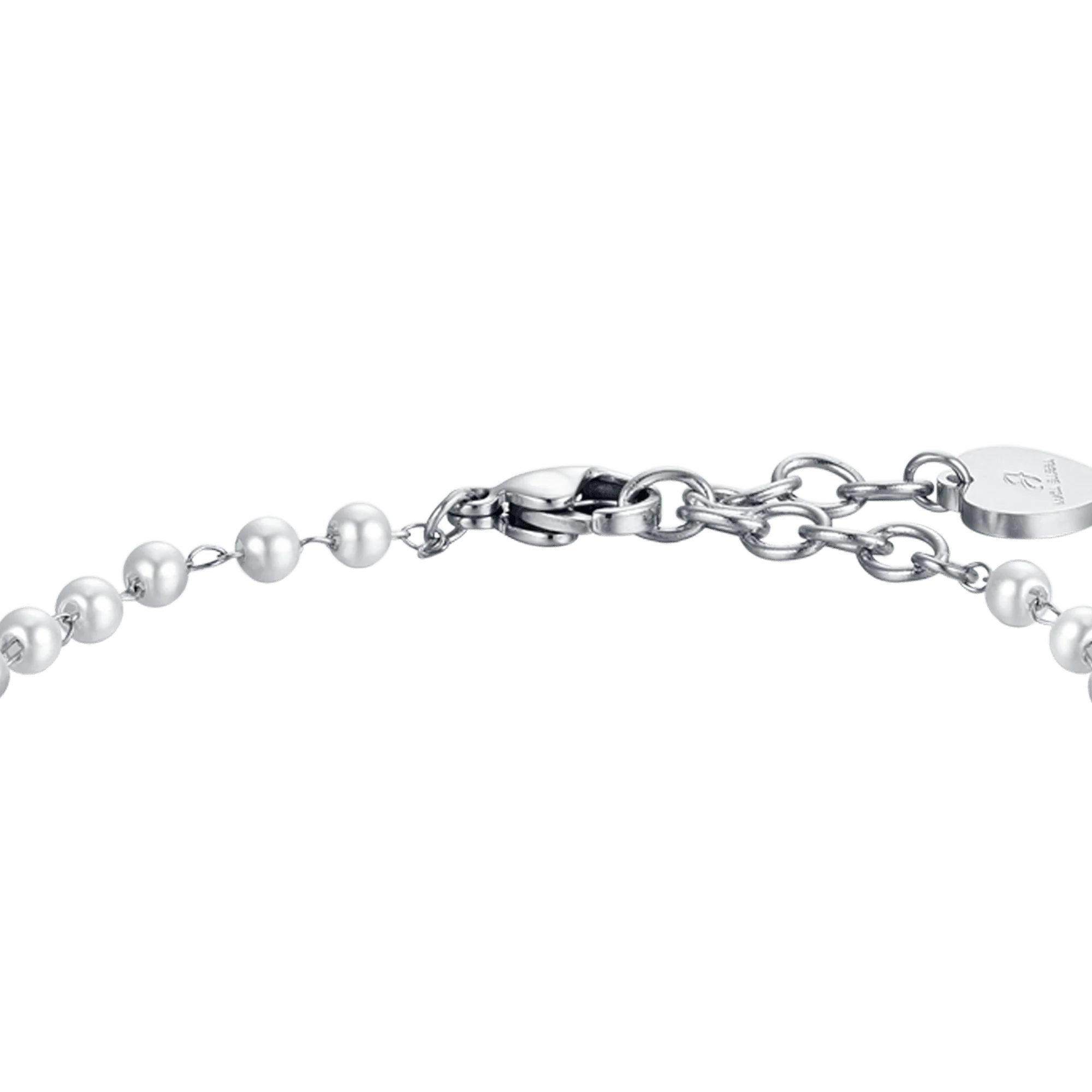 BRACCIALE DONNA IN ACCIAIO CON PERLE BIANCHE E STELLE - Image 4
