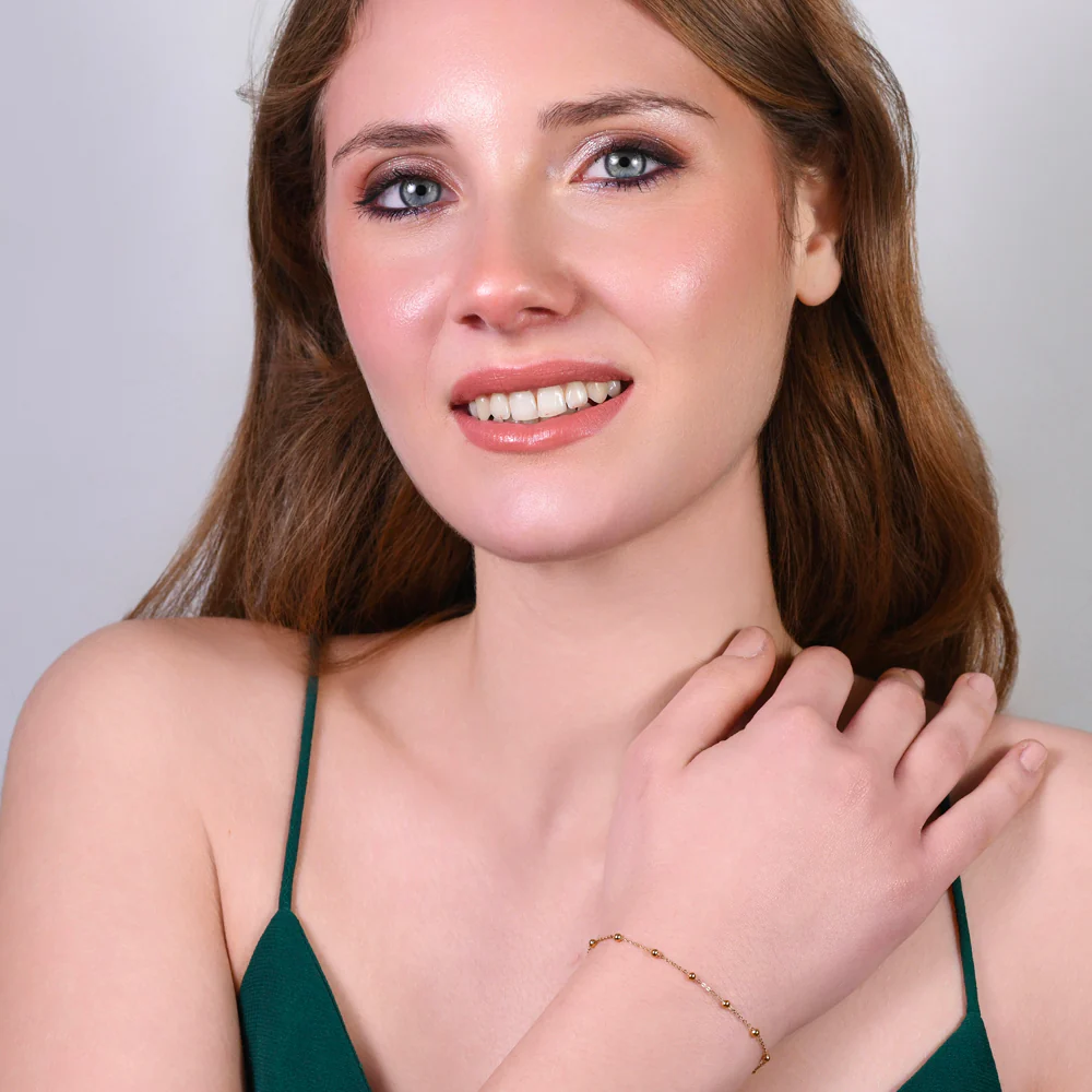 BRACCIALE DONNA IN ACCIAIO CON SFERE IP GOLD - Image 3