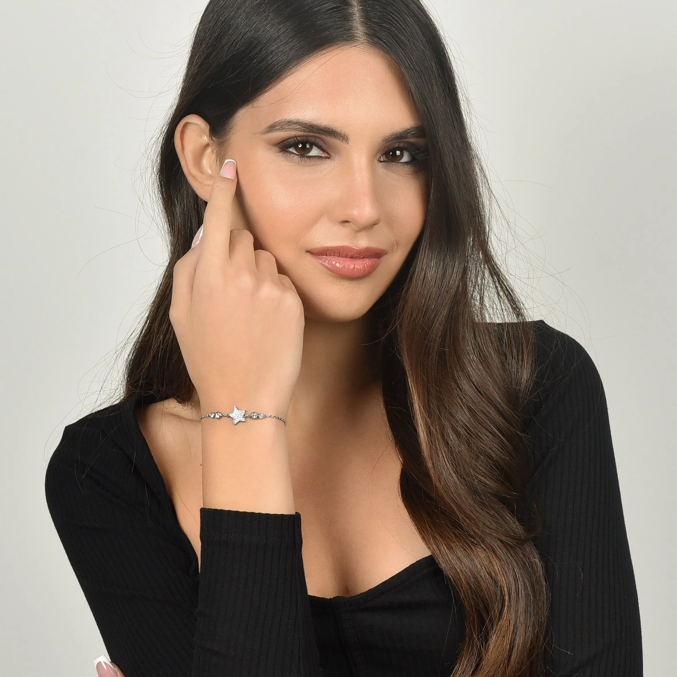 BRACCIALE DONNA IN ACCIAIO CON STELLA CON CRISTALLI BIANCHI - Image 3