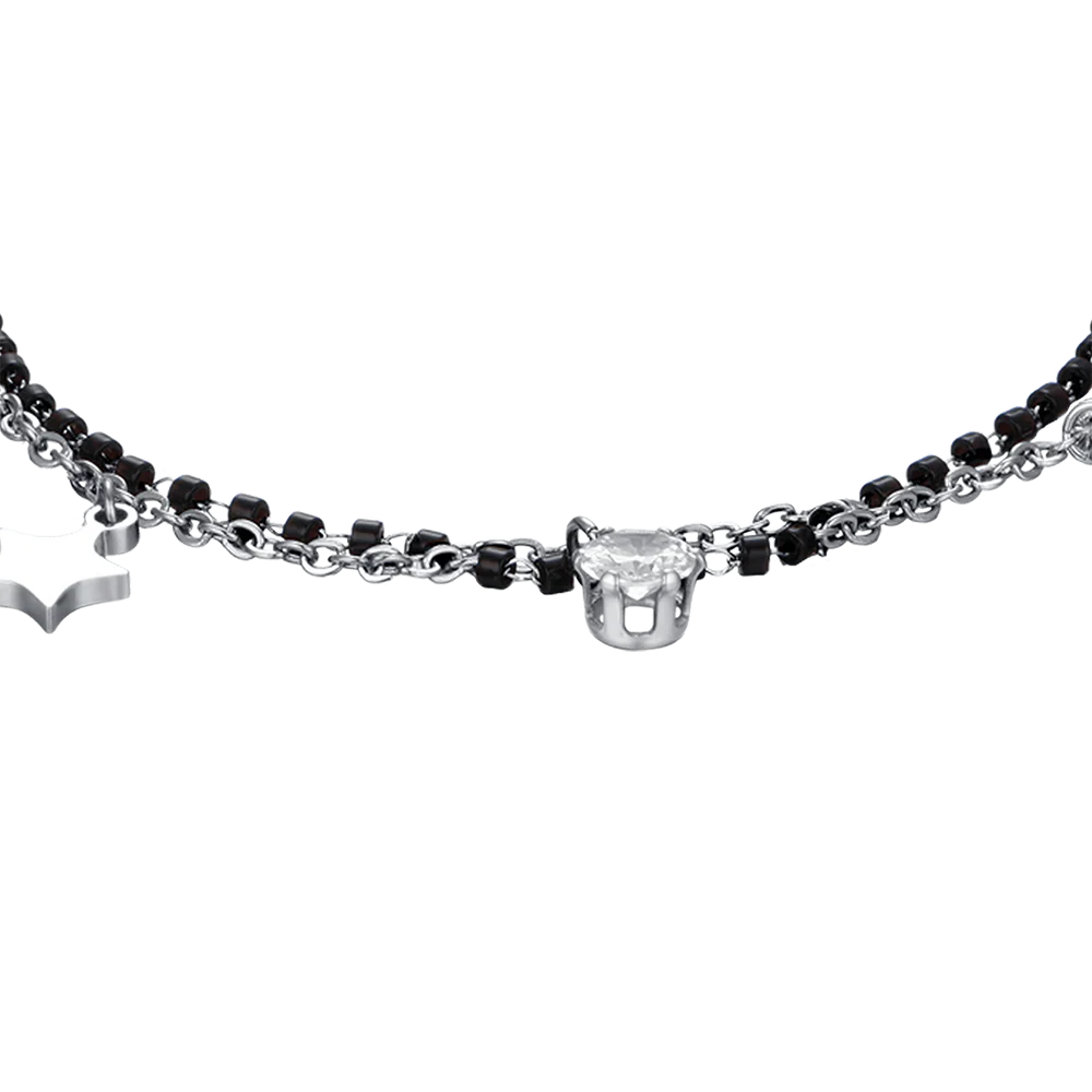 BRACCIALE DONNA IN ACCIAIO CON STELLE, ELEMENTI IP NERO E CRISTALLO BIANCO - Image 4