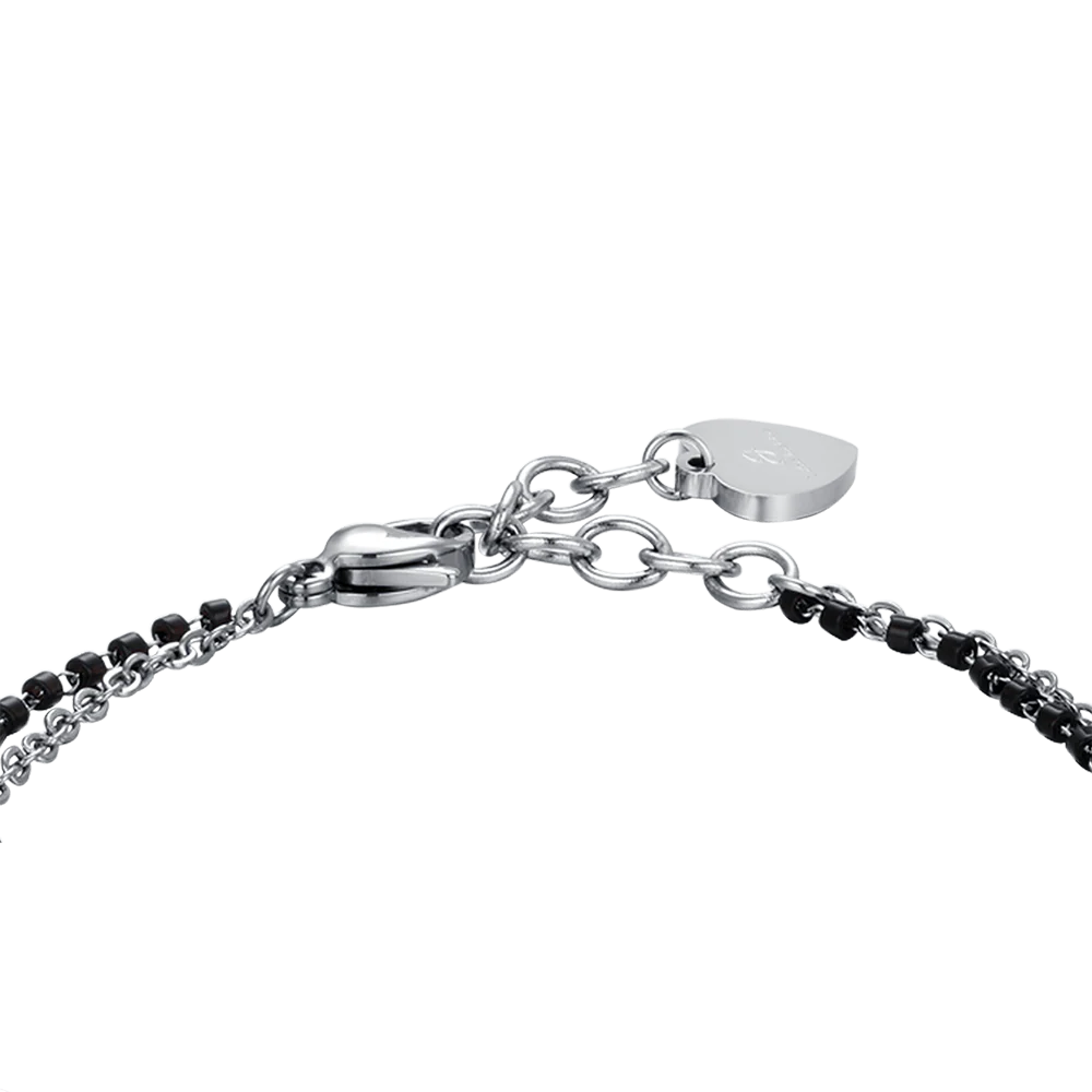 BRACCIALE DONNA IN ACCIAIO CON STELLE, ELEMENTI IP NERO E CRISTALLO BIANCO - Image 5