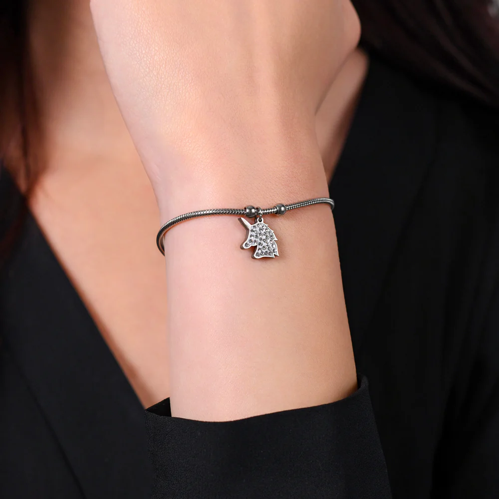 BRACCIALE DONNA IN ACCIAIO CON UNICORNO - Image 2