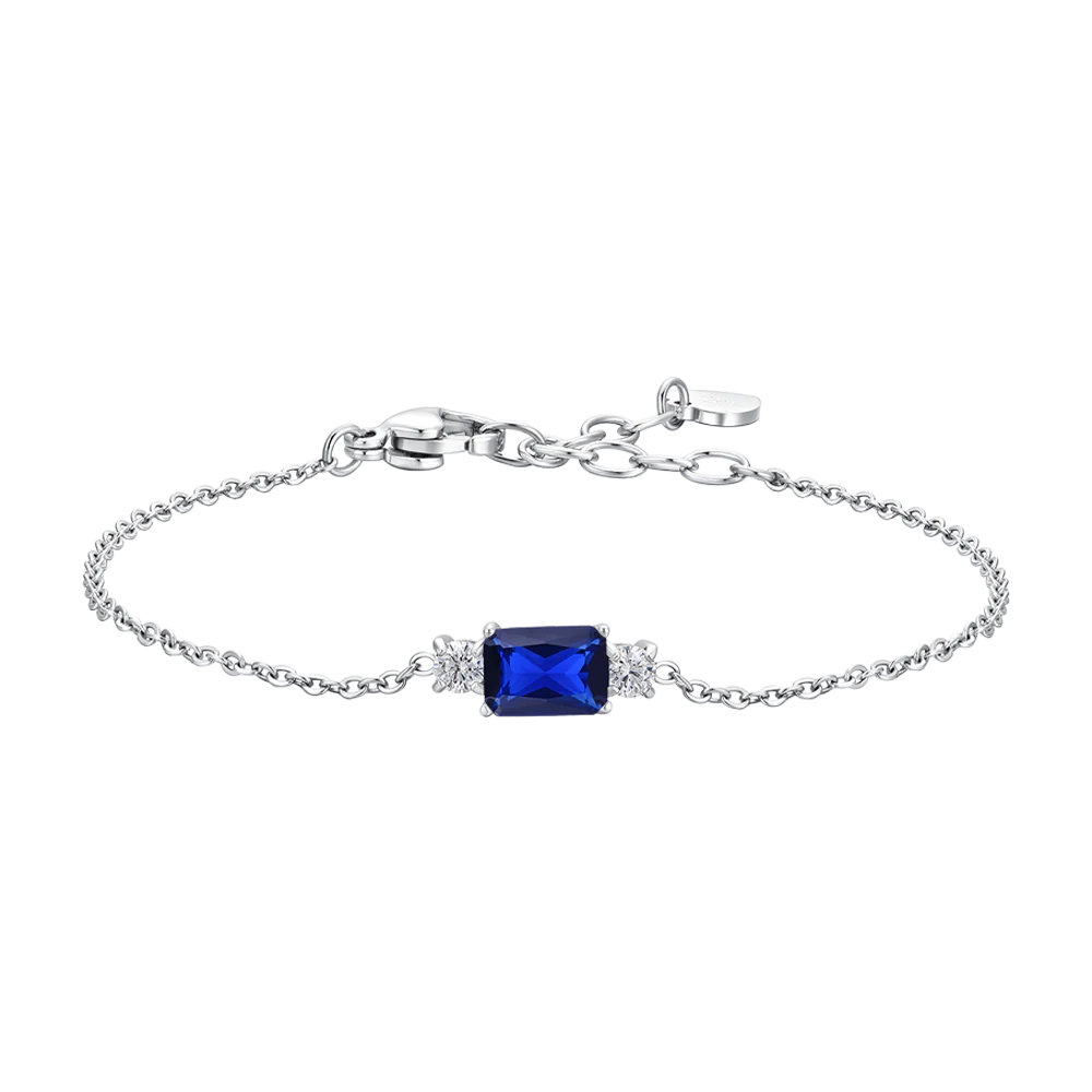 BRACCIALE DONNA IN ACCIAIO CON ZIRCONI BLU E BIANCHI