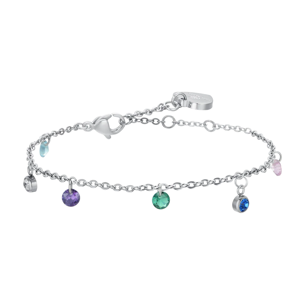 BRACCIALE DONNA IN ACCIAIO CRISTALLI MULTICOLOR
