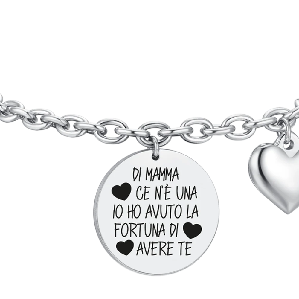 BRACCIALE DONNA IN ACCIAIO DI MAMMA CE N'È UNA IO HO AVUTO LA FORTUNA DI AVERE - Image 4