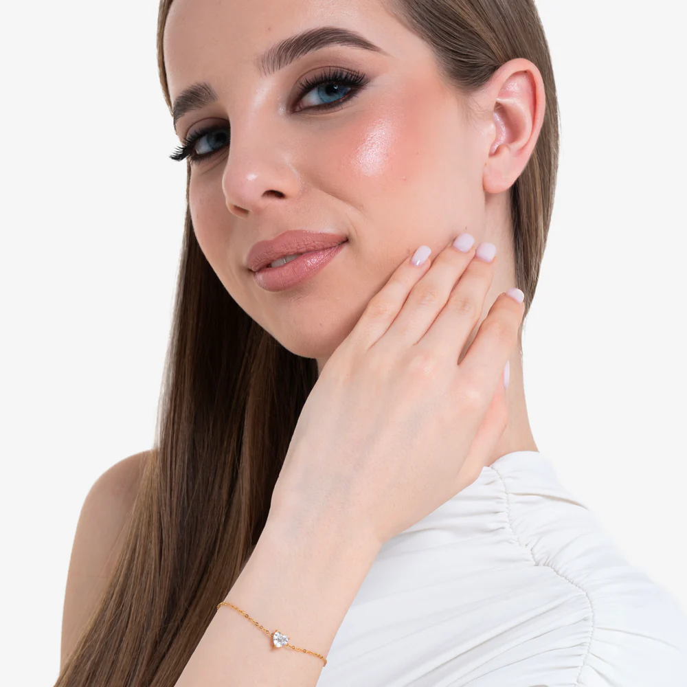 BRACCIALE DONNA IN ACCIAIO E IP GOLD CON CUORE CRISTALLO BIANCO - Image 3