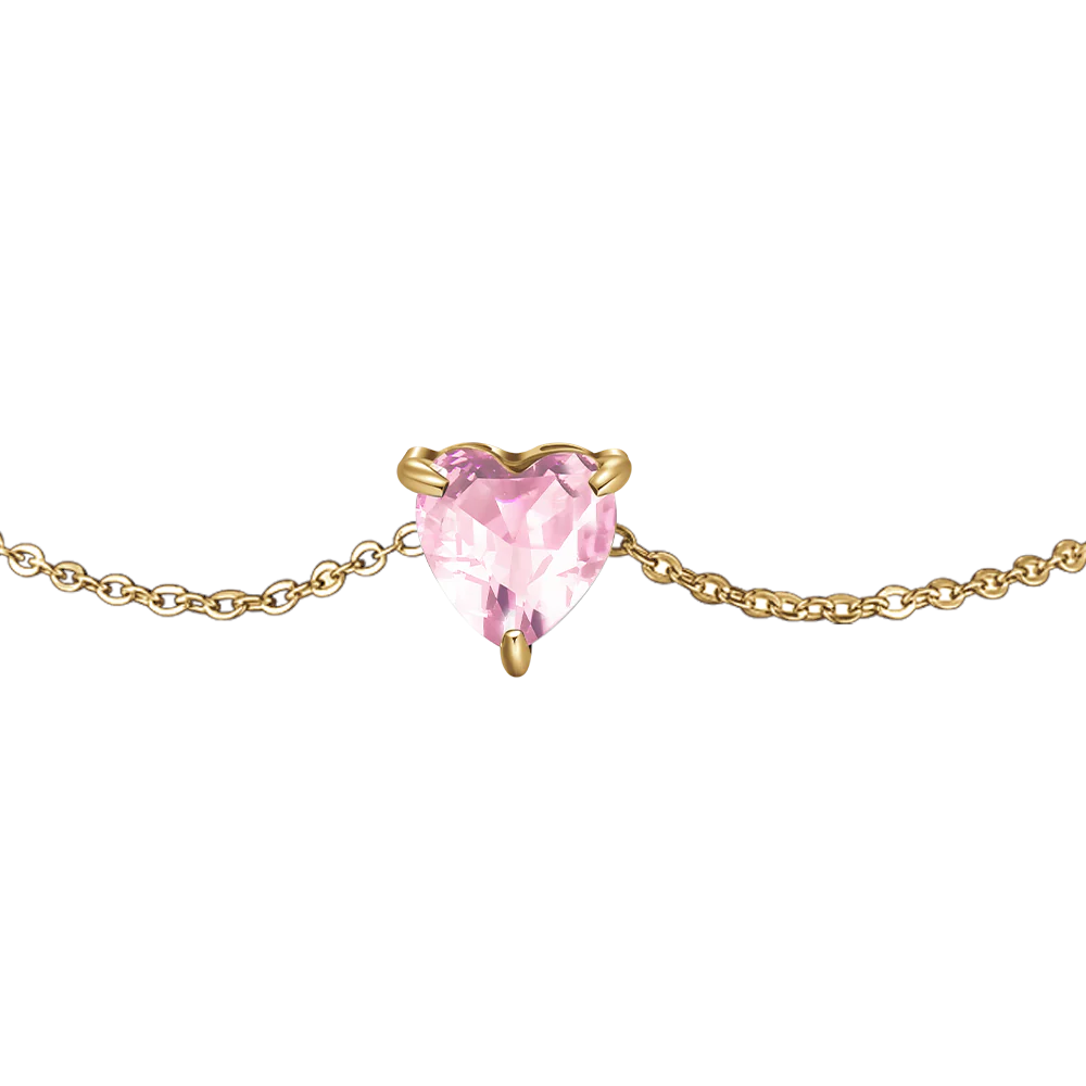 BRACCIALE DONNA IN ACCIAIO E IP GOLD CON CUORE CRISTALLO ROSA - Image 4