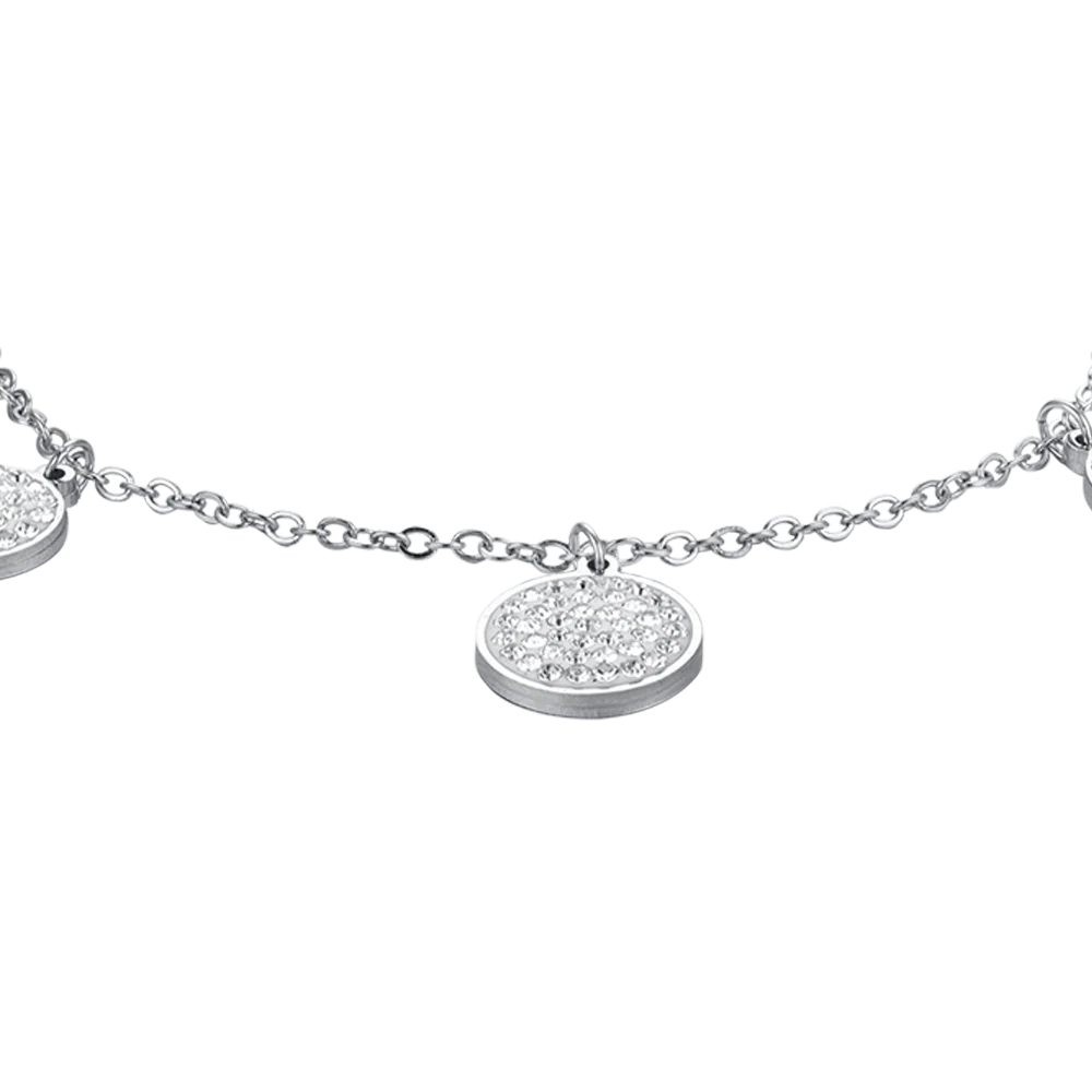 BRACCIALE DONNA IN ACCIAIO ELEMENTI TONDI CON CRISTALLI BIANCHI - Image 4