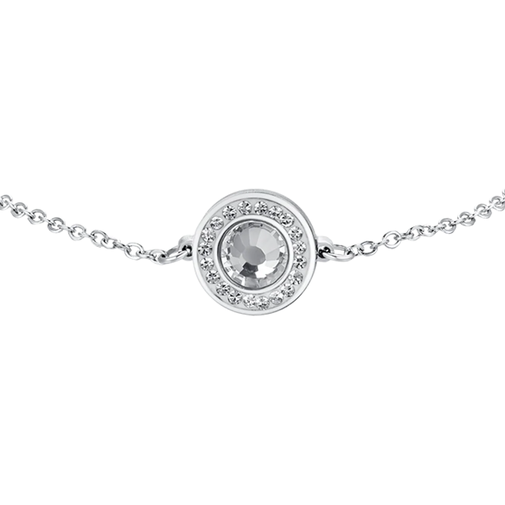 BRACCIALE DONNA IN ACCIAIO ELEMENTO CRISTALLO BIANCO E CRISTALLI BIANCHI - Image 4