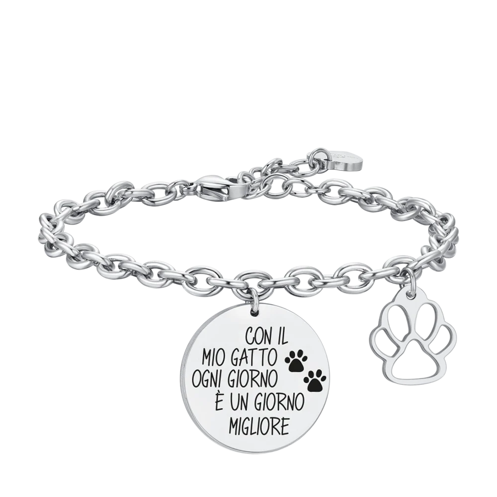 BRACCIALE DONNA IN ACCIAIO GATTO