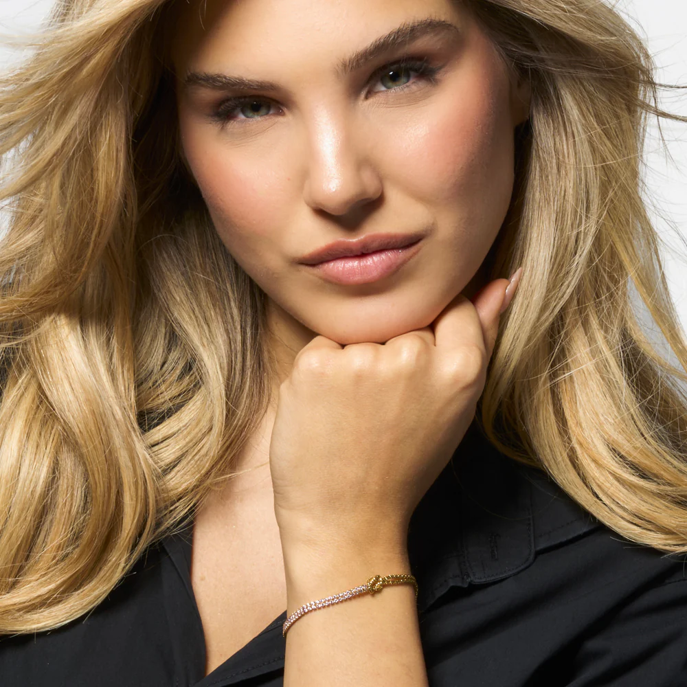 BRACCIALE DONNA IN ACCIAIO IP GOLD CON NODO E ZIRCONI ROSA - Image 3