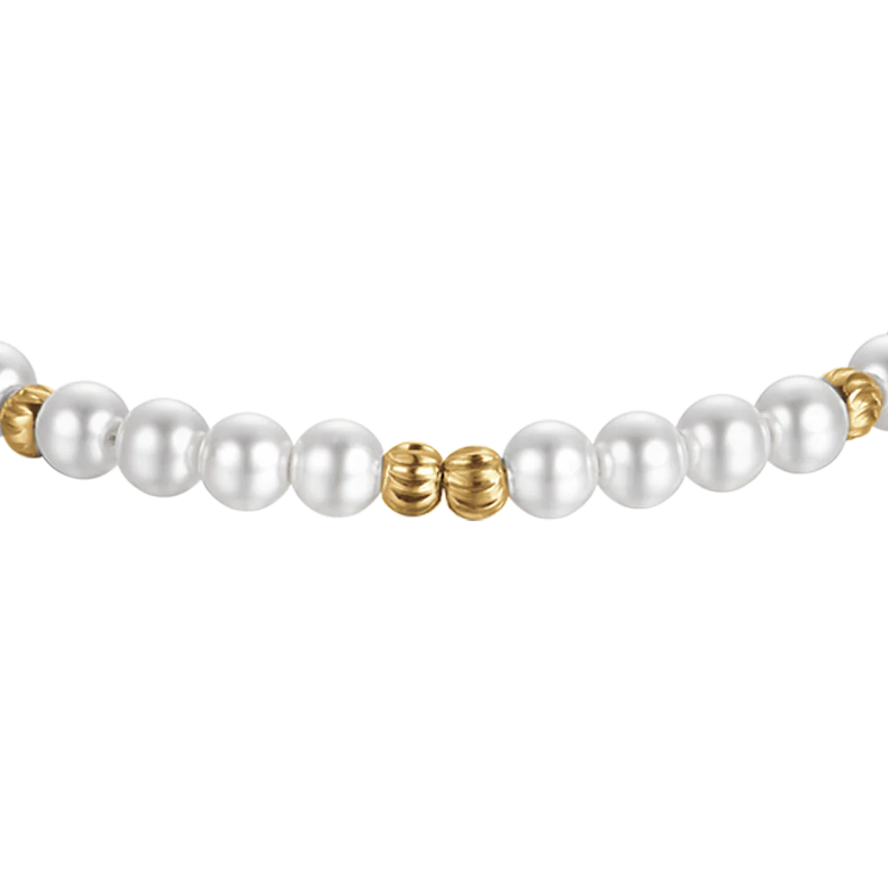 BRACCIALE DONNA IN ACCIAIO IP GOLD CON PERLE ED ELEMENTI IN ACCIAIO - Image 4