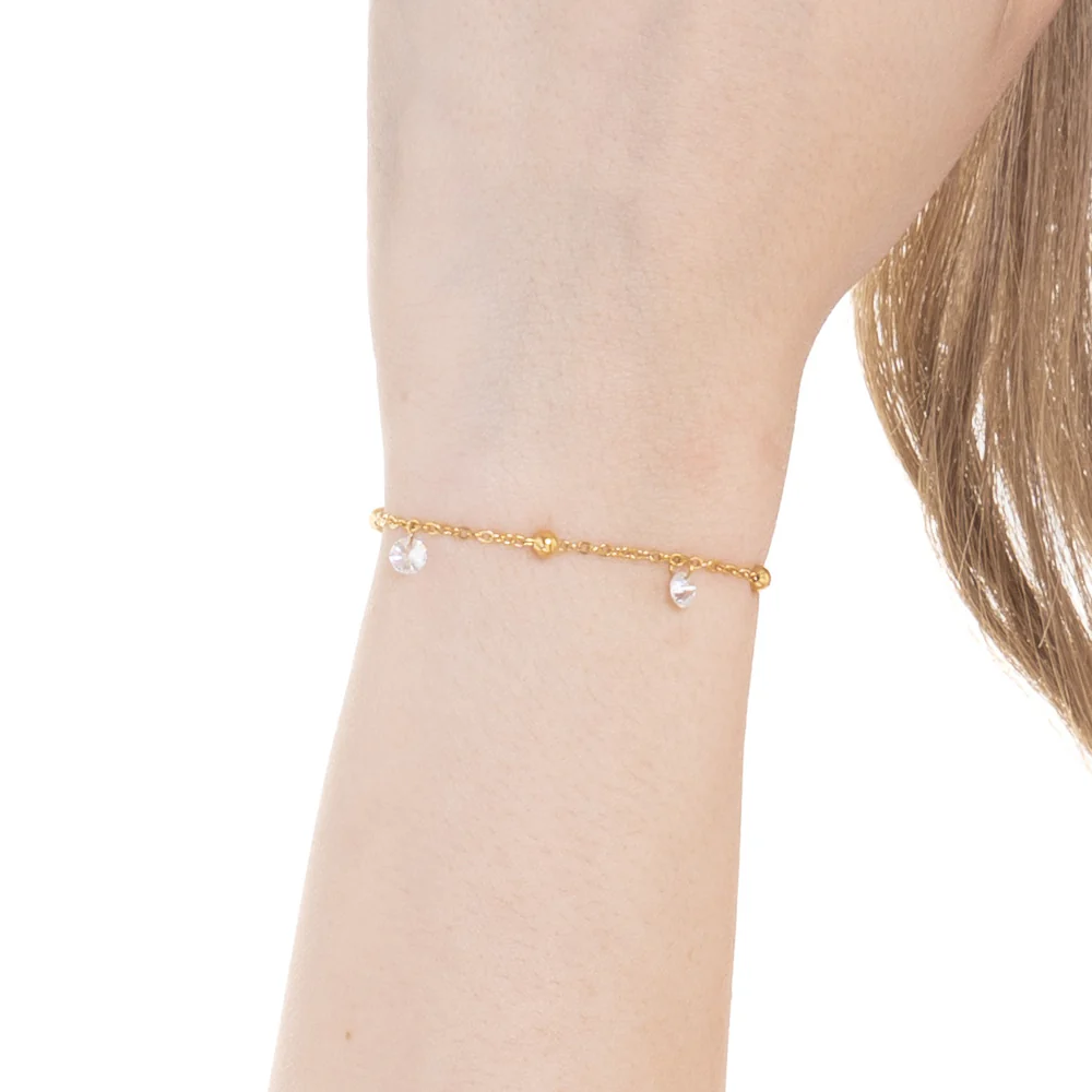 BRACCIALE DONNA IN ACCIAIO IP GOLD CON ZIRCONI BIANCHI - Image 2