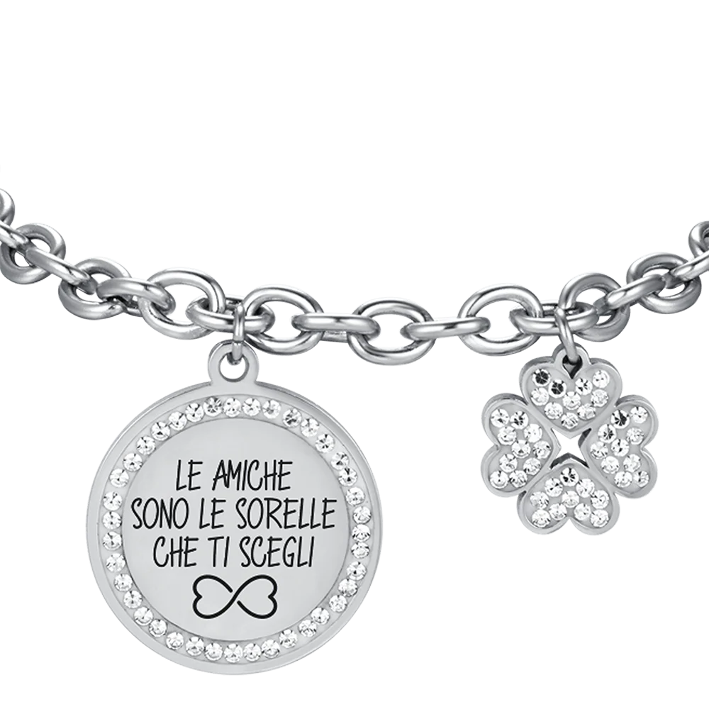 BRACCIALE DONNA IN ACCIAIO LE AMICHE SONO LE SORELLE CHE TI SCEGLI CON SMALTO - Image 4