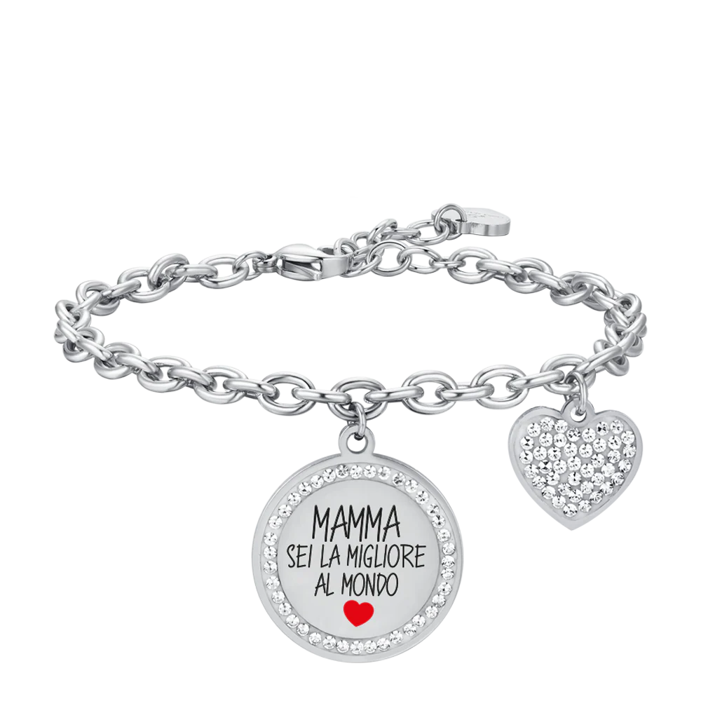 BRACCIALE DONNA IN ACCIAIO MAMMA SEI LA MIGLIORE AL MONDO