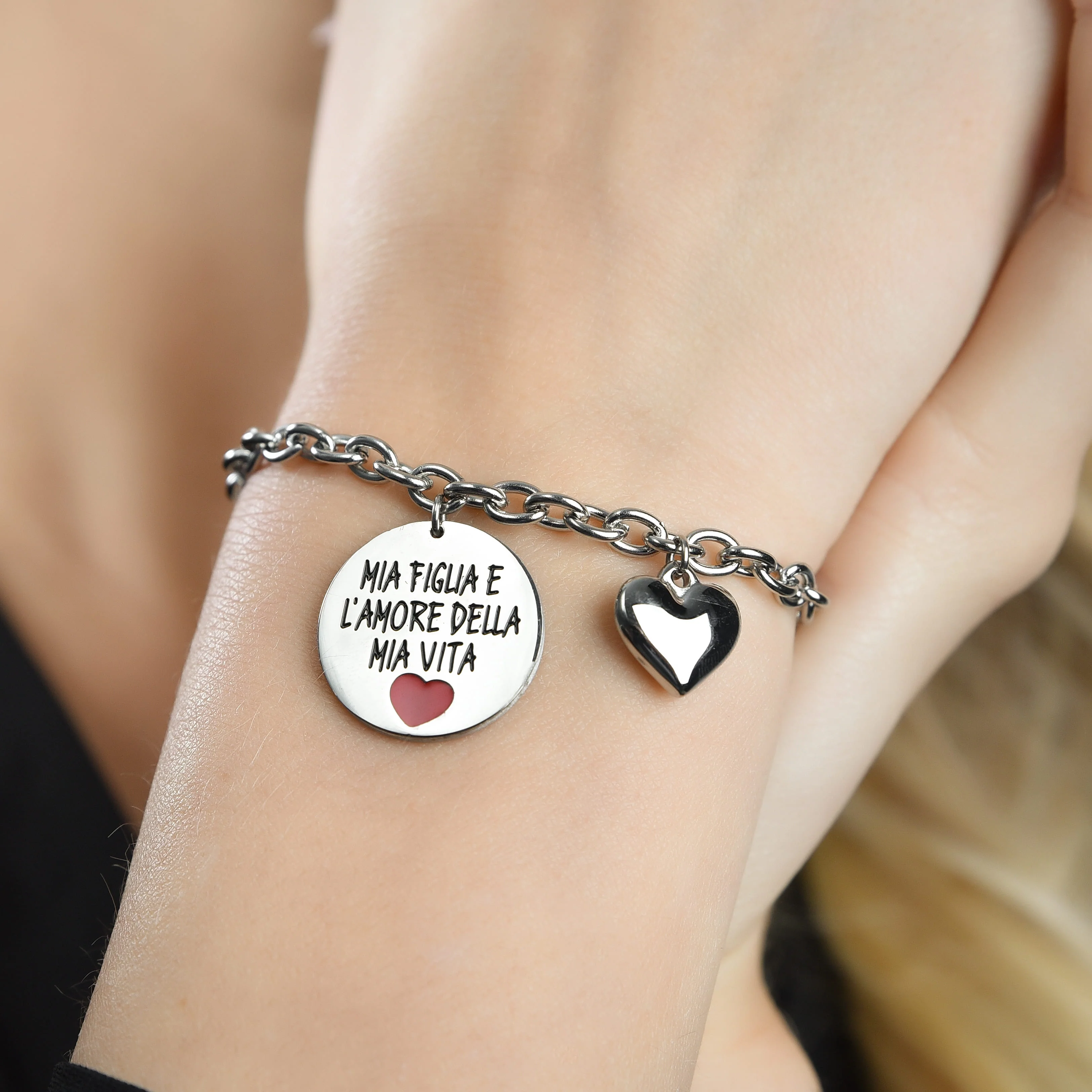 BRACCIALE DONNA IN ACCIAIO MIA FIGLIA E' L'AMORE DELLA MIA VITA - Image 2
