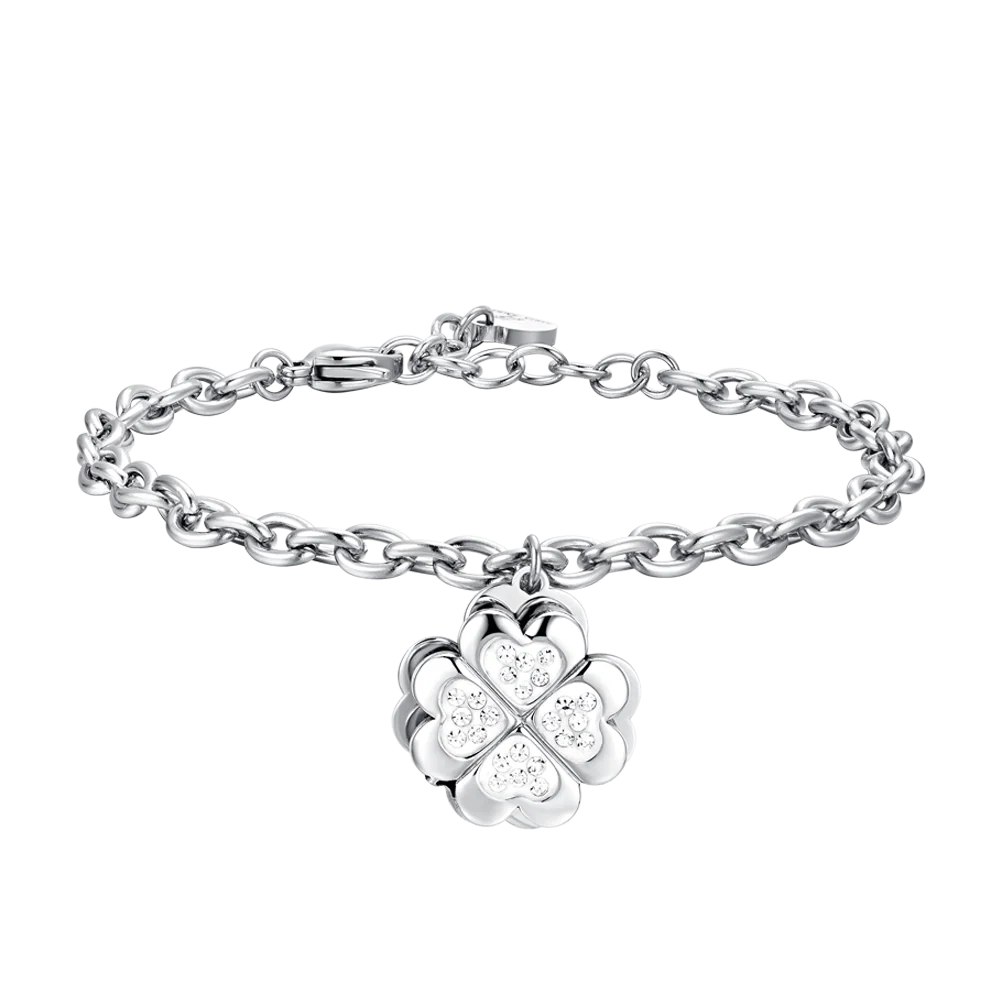 BRACCIALE DONNA IN ACCIAIO QUADRIFOGLIO GIREVOLE