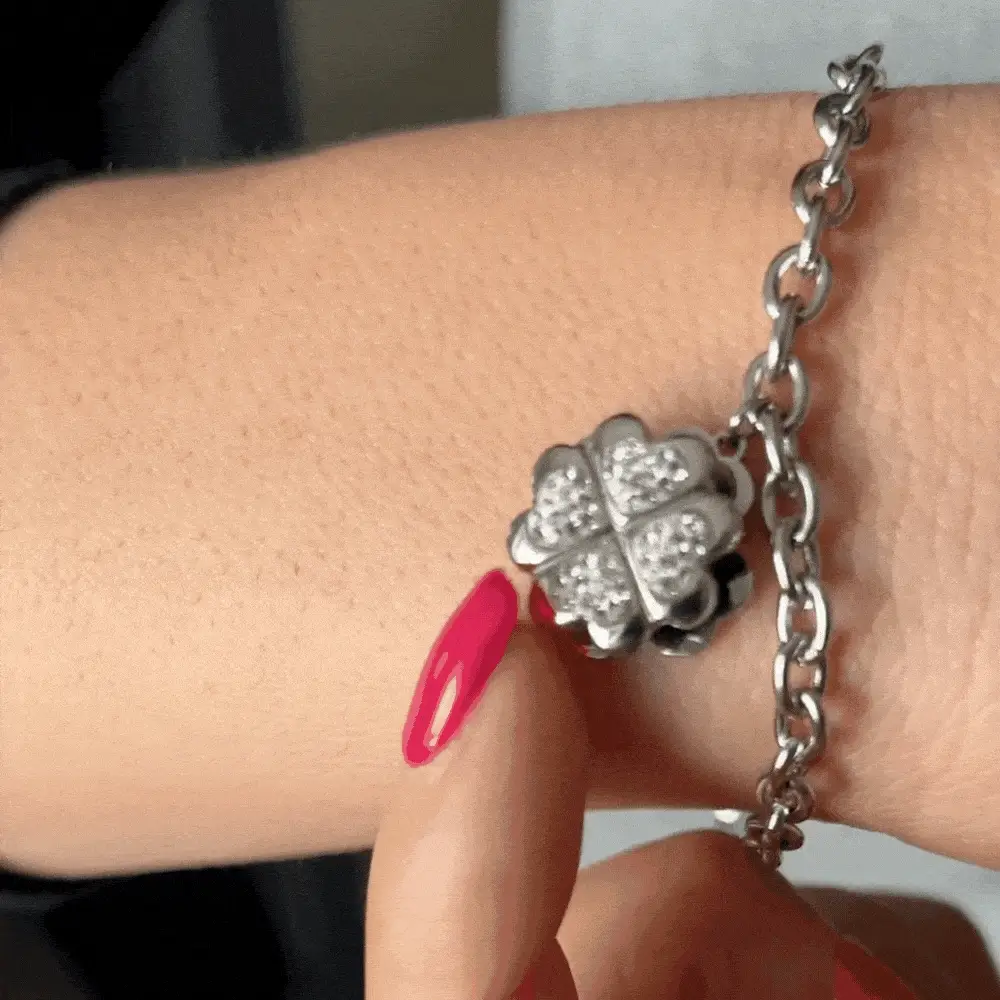 BRACCIALE DONNA IN ACCIAIO QUADRIFOGLIO GIREVOLE - Image 2