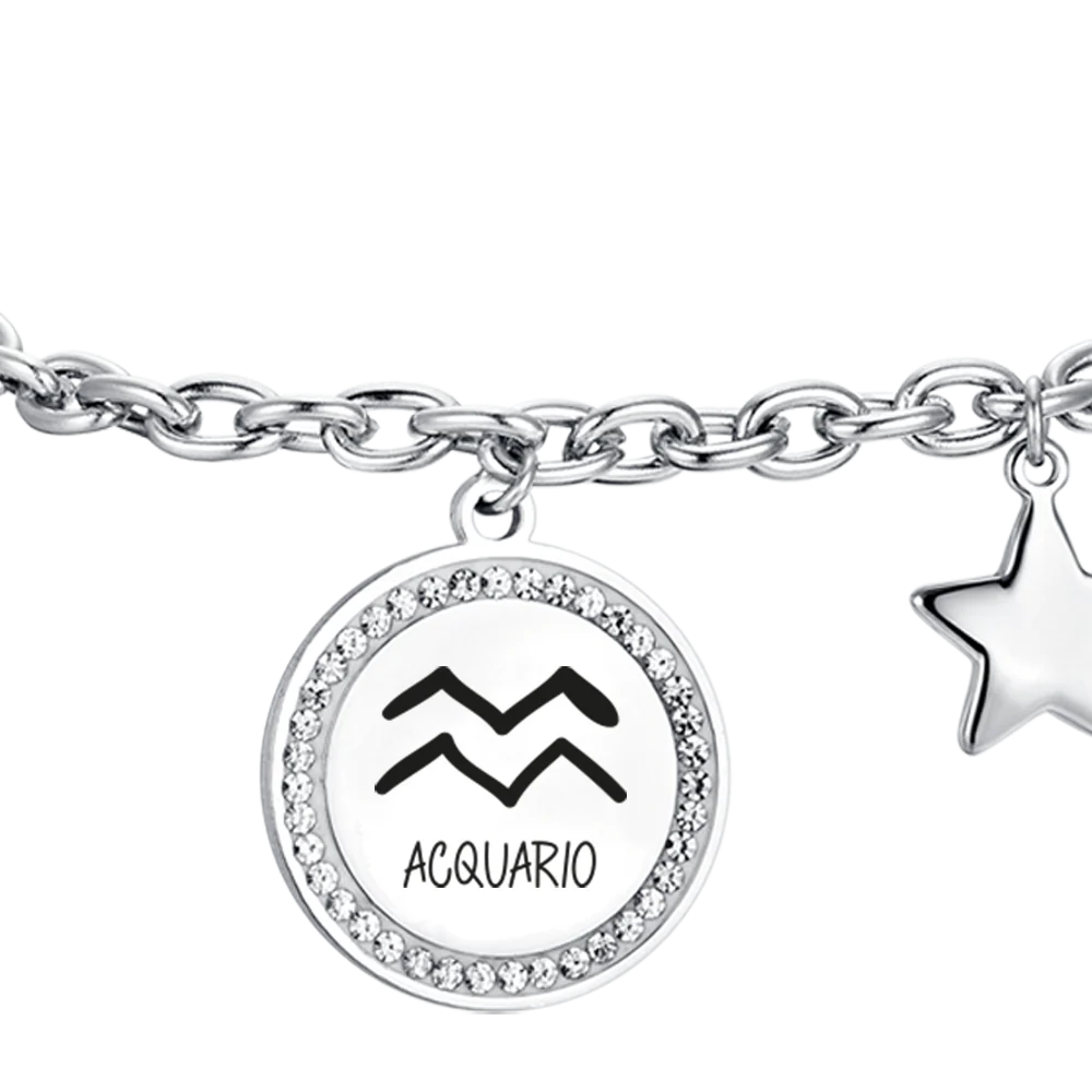BRACCIALE DONNA IN ACCIAIO SEGNO ZODIACALE ACQUARIO PIASTRA - Image 5