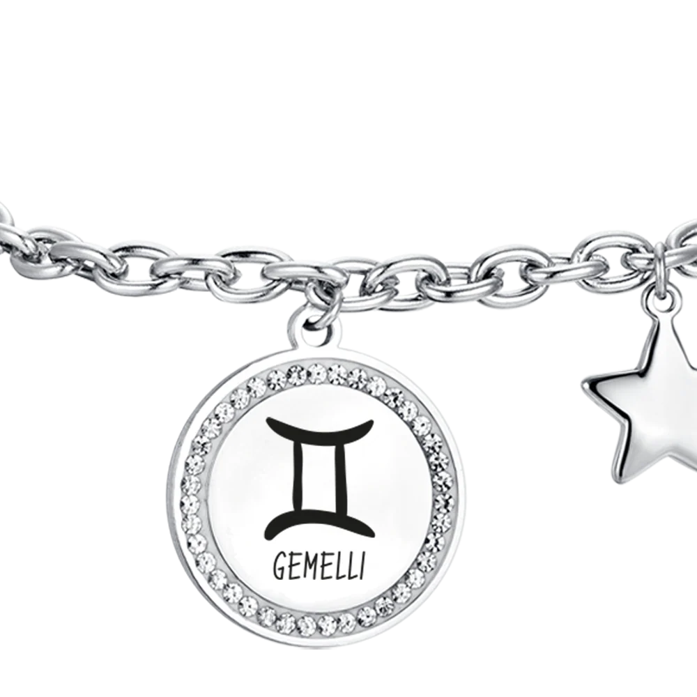 BRACCIALE DONNA IN ACCIAIO SEGNO ZODIACALE GEMELLI PIASTRA - Image 5
