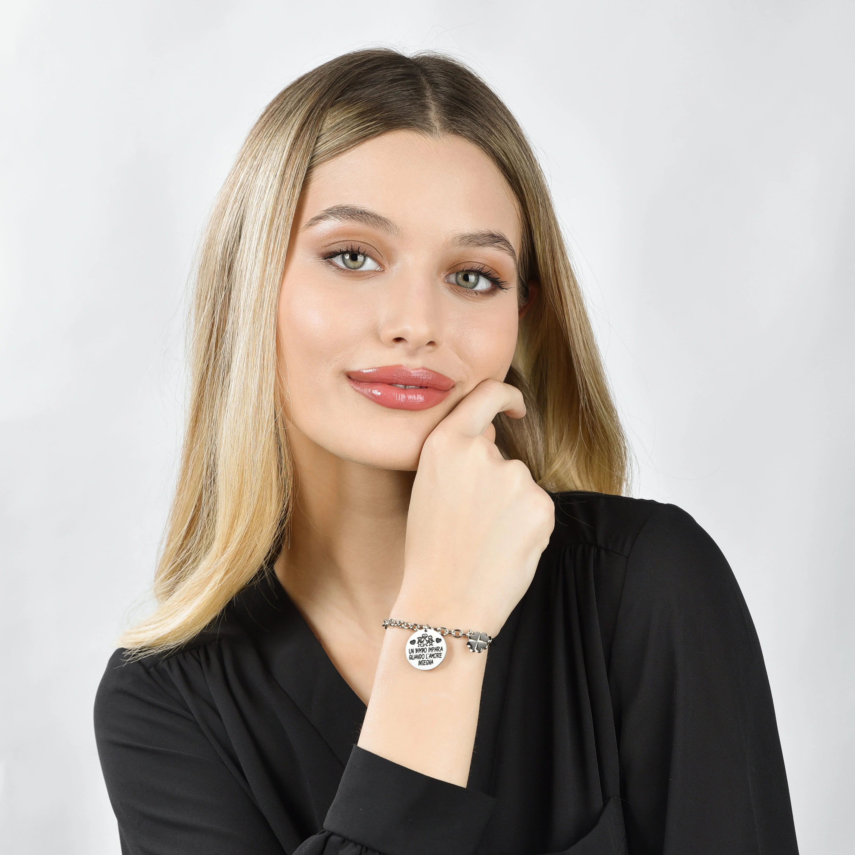BRACCIALE DONNA IN ACCIAIO UN BIMBO IMPARA QUANDO L'AMORE INSEGNA - Image 4