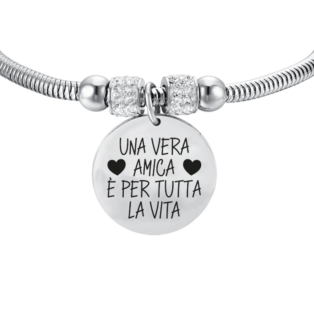 BRACCIALE DONNA IN ACCIAIO UNA VERA AMICA E' PER TUTTA LA VITA - Image 4