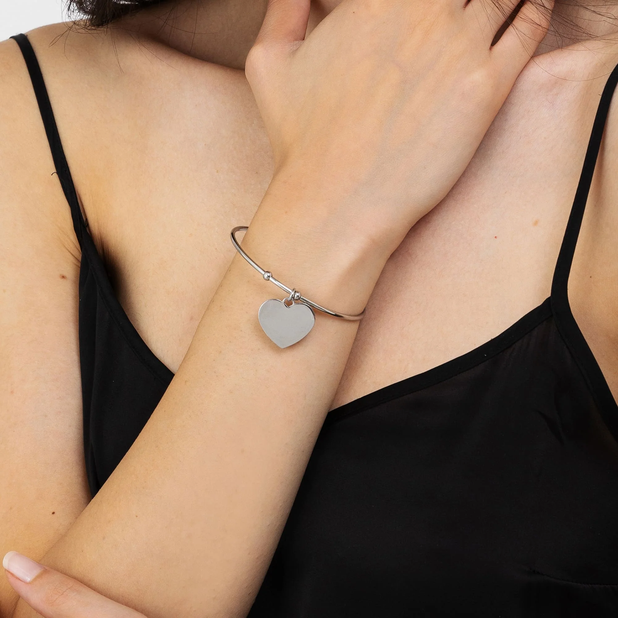 BRACCIALE DONNA PERSONALIZZATO IN ACCIAIO CON CUORE - Image 2