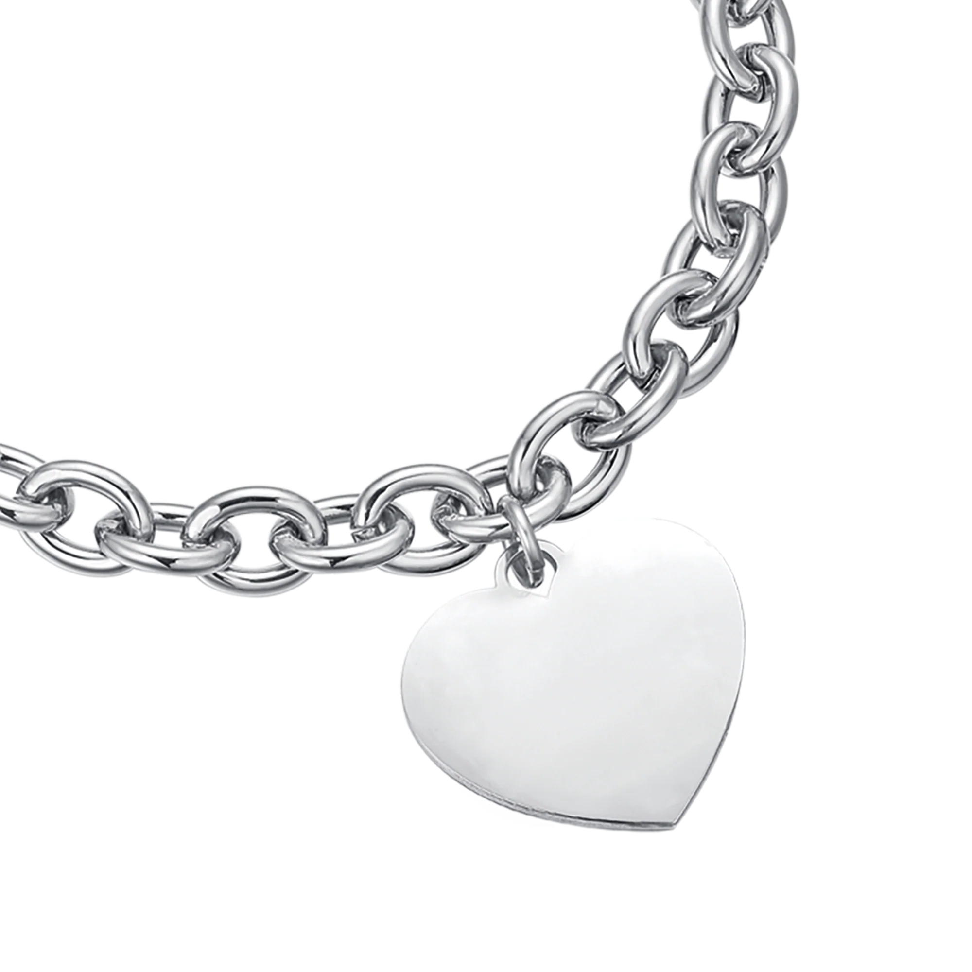 BRACCIALE DONNA PERSONALIZZATO IN ACCIAIO CON CUORE MAGLIA CATENA - Image 4
