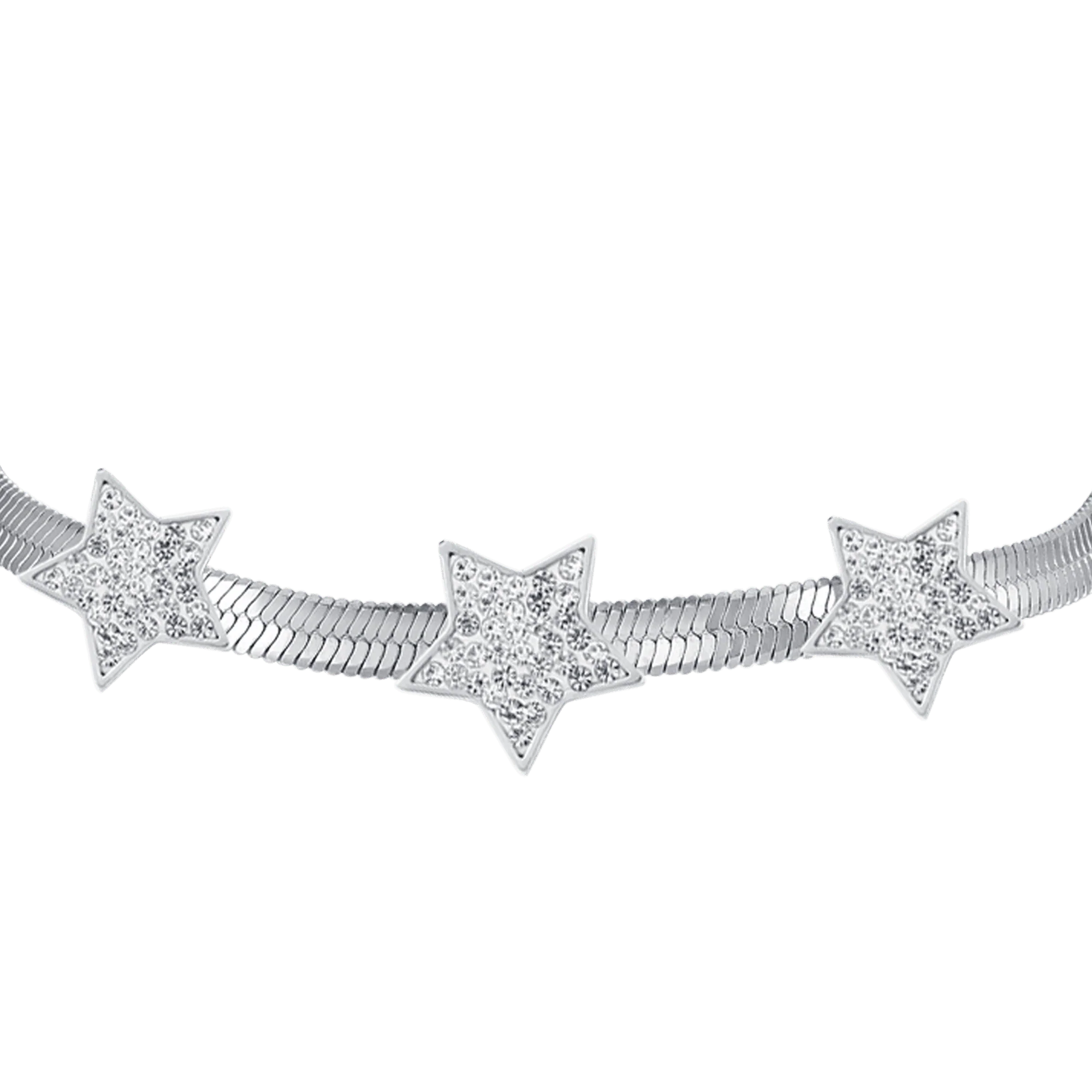 BRACCIALE DONNA SNAKE IN ACCIAIO CON STELLE CON CRISTALLI BIANCHI - Image 5