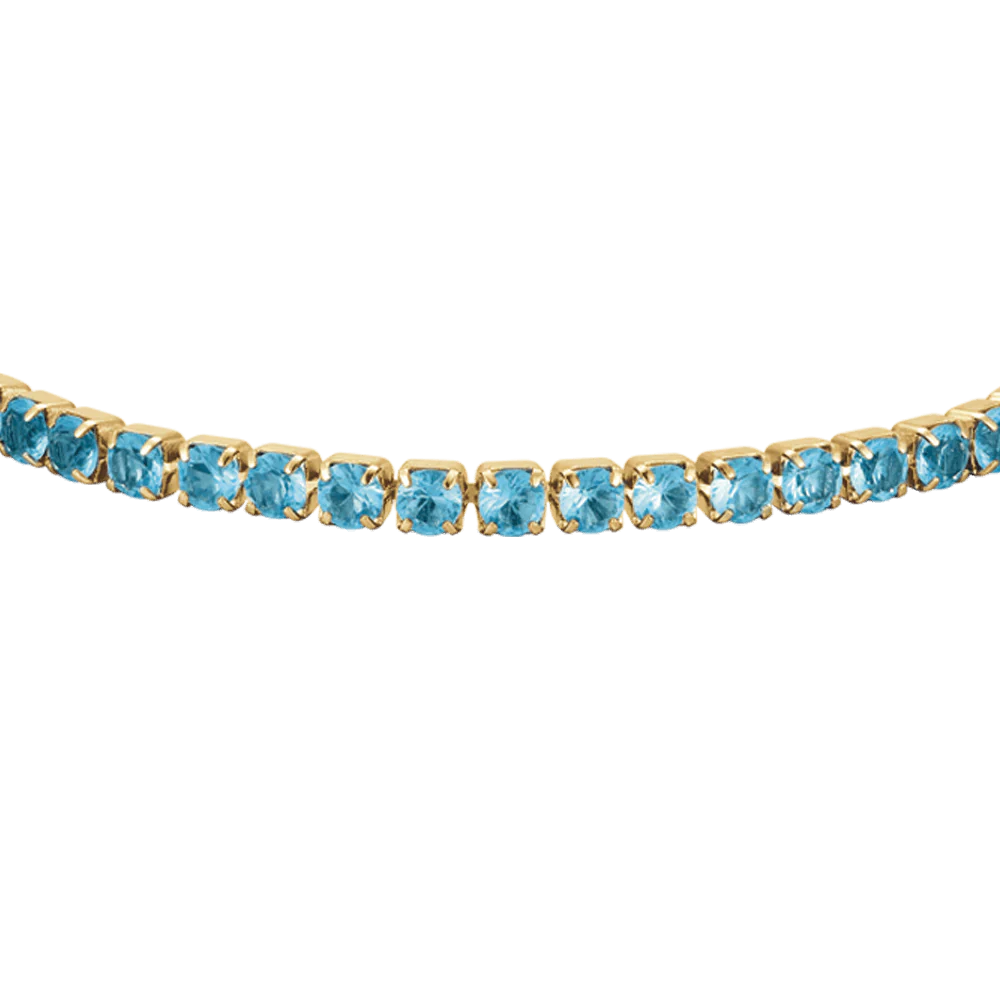BRACCIALE DONNA TENNIS IN ACCIAIO IP GOLD CON CRISTALLI AZZURRI - Image 2