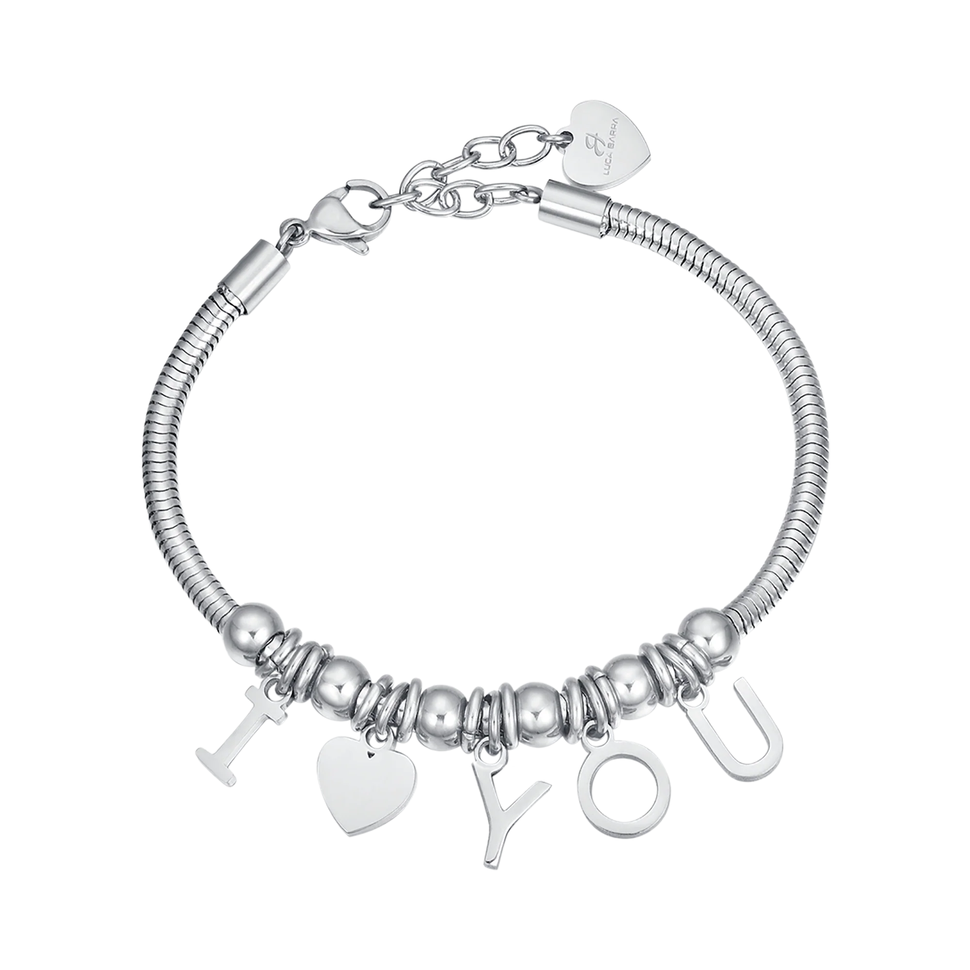 BRACCIALE IN ACCIAIO CON CHARMS I LOVE YOU