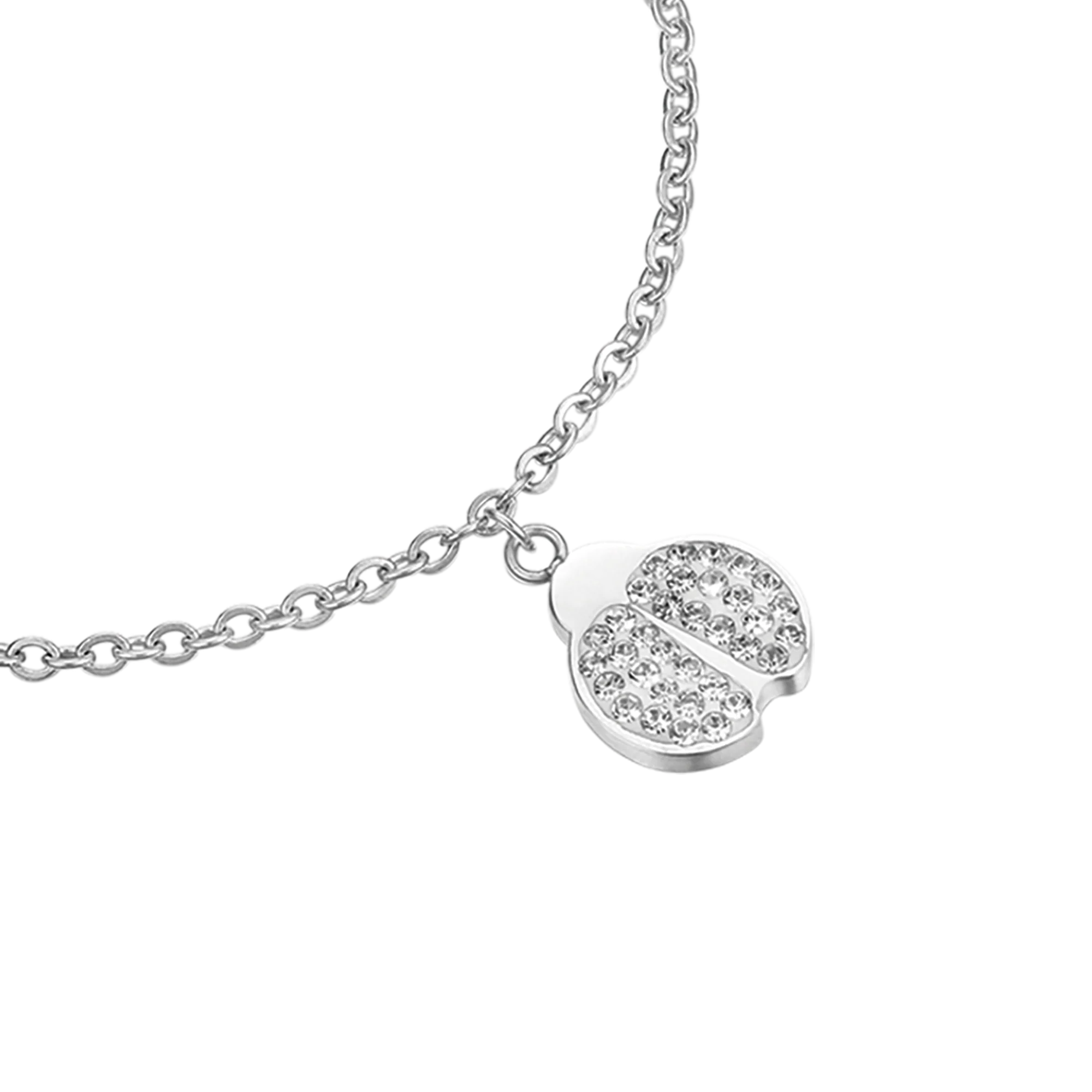 BRACCIALE DONNA IN ACCIAIO CON COCCINELLA E CRISTALLI BIANCHI - Image 4