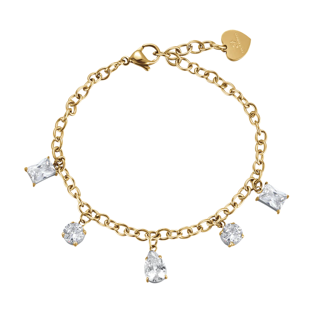 BRACCIALE DONNA IN ACCIAIO IP GOLD CON CRISTALLI BIANCHI