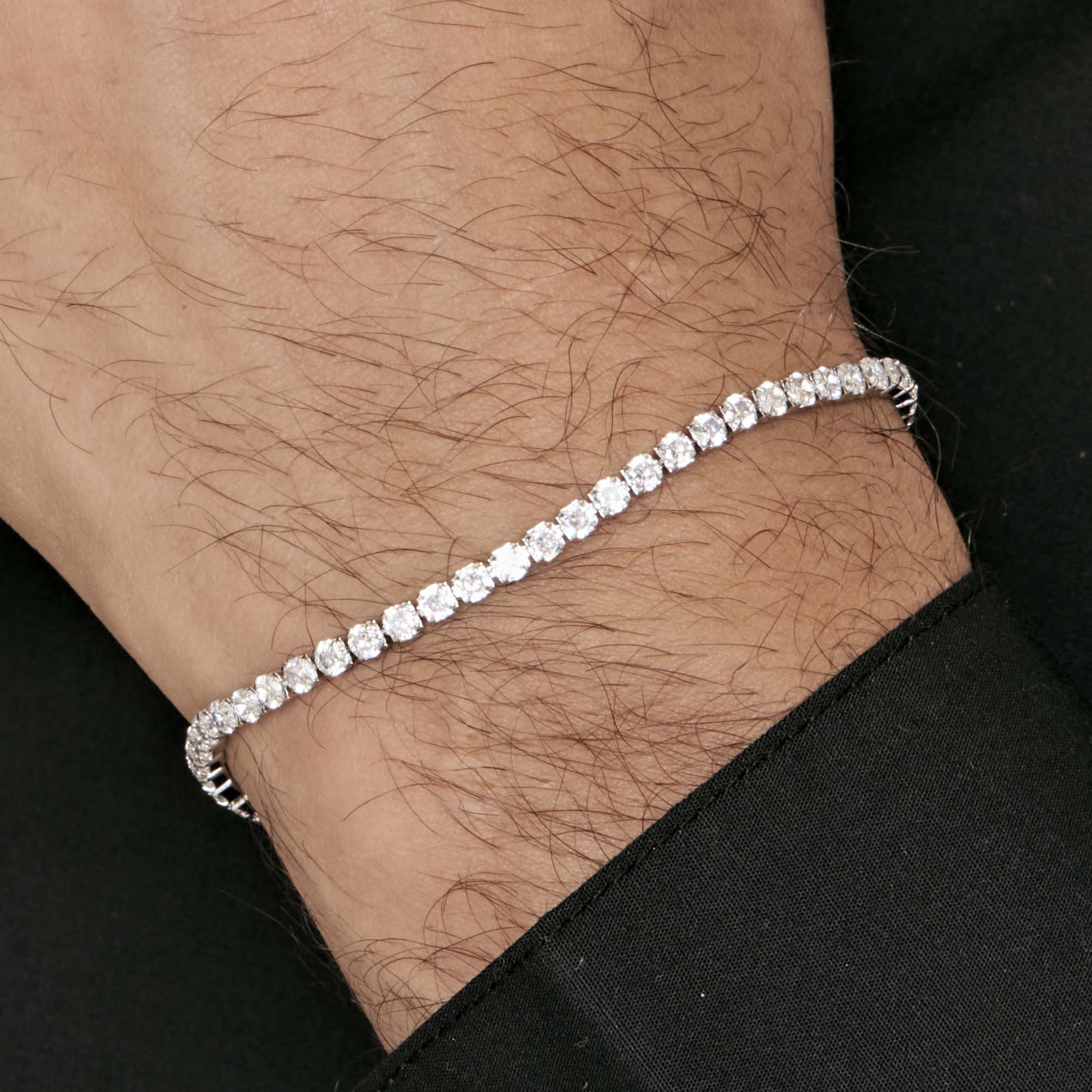 BRACCIALE TENNIS UOMO IN ACCIAIO CON CRISTALLI BIANCHI - Image 2