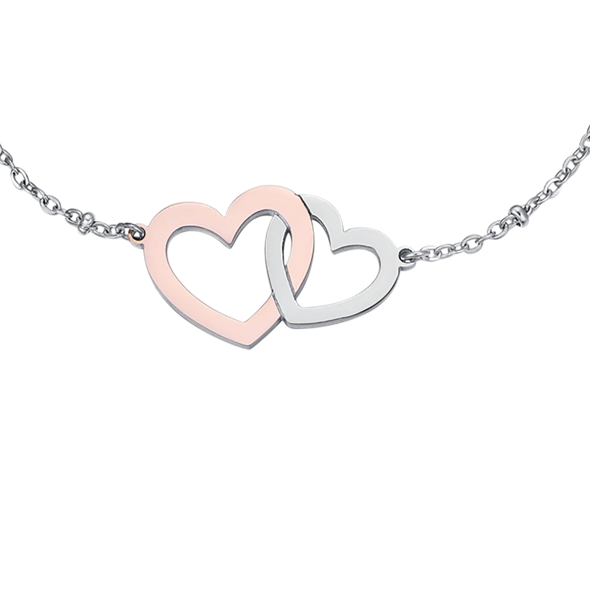 BRACCIALE IN ACCIAIO CON CUORI IN ACCIAIO E ACCIAIO IP ROSE - Image 4