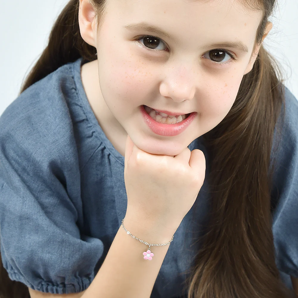 BRACCIALE BAMBINA IN ACCIAIO CON FIORE - Image 3
