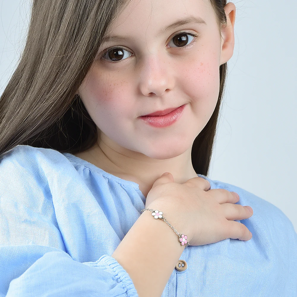 BRACCIALE BAMBINA IN ACCIAIO CON FIORI - Image 3