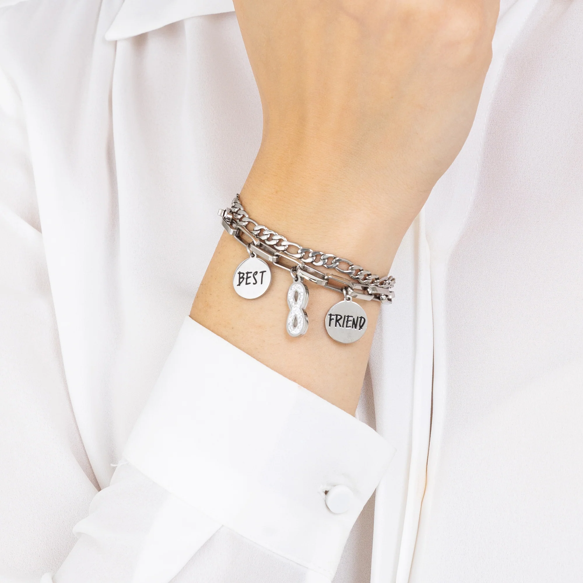 BRACCIALE DONNA IN ACCIAIO CON INFINITO CON CRISTALLI BIANCHI - Image 2