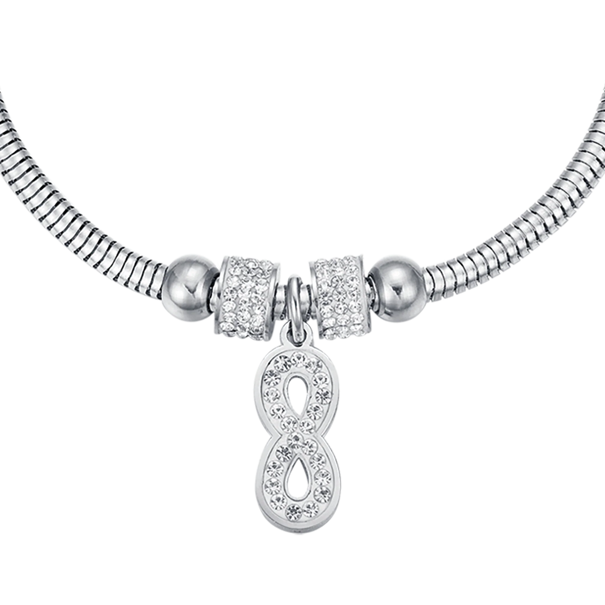 BRACCIALE DONNA IN ACCIAIO INFINITO CON CRISTALLI BIANCHI - Image 4