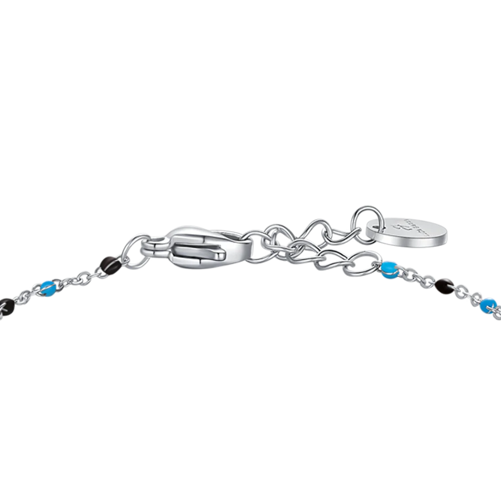 BRACCIALE IN ACCIAIO CON PALLONE E PIETRE AZZURE E NERE - Image 3