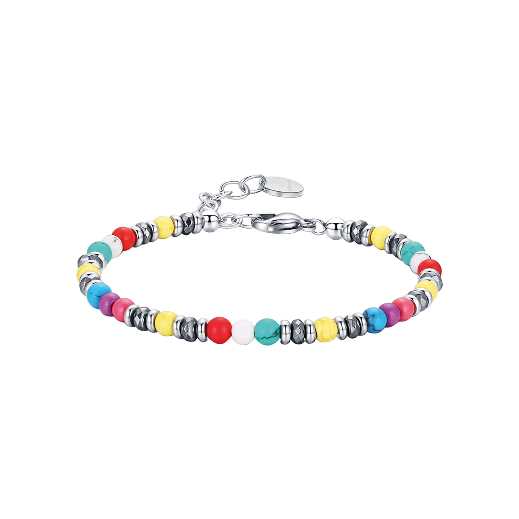 BRACCIALE IN ACCIAIO CON PIETRE MULTICOLOR