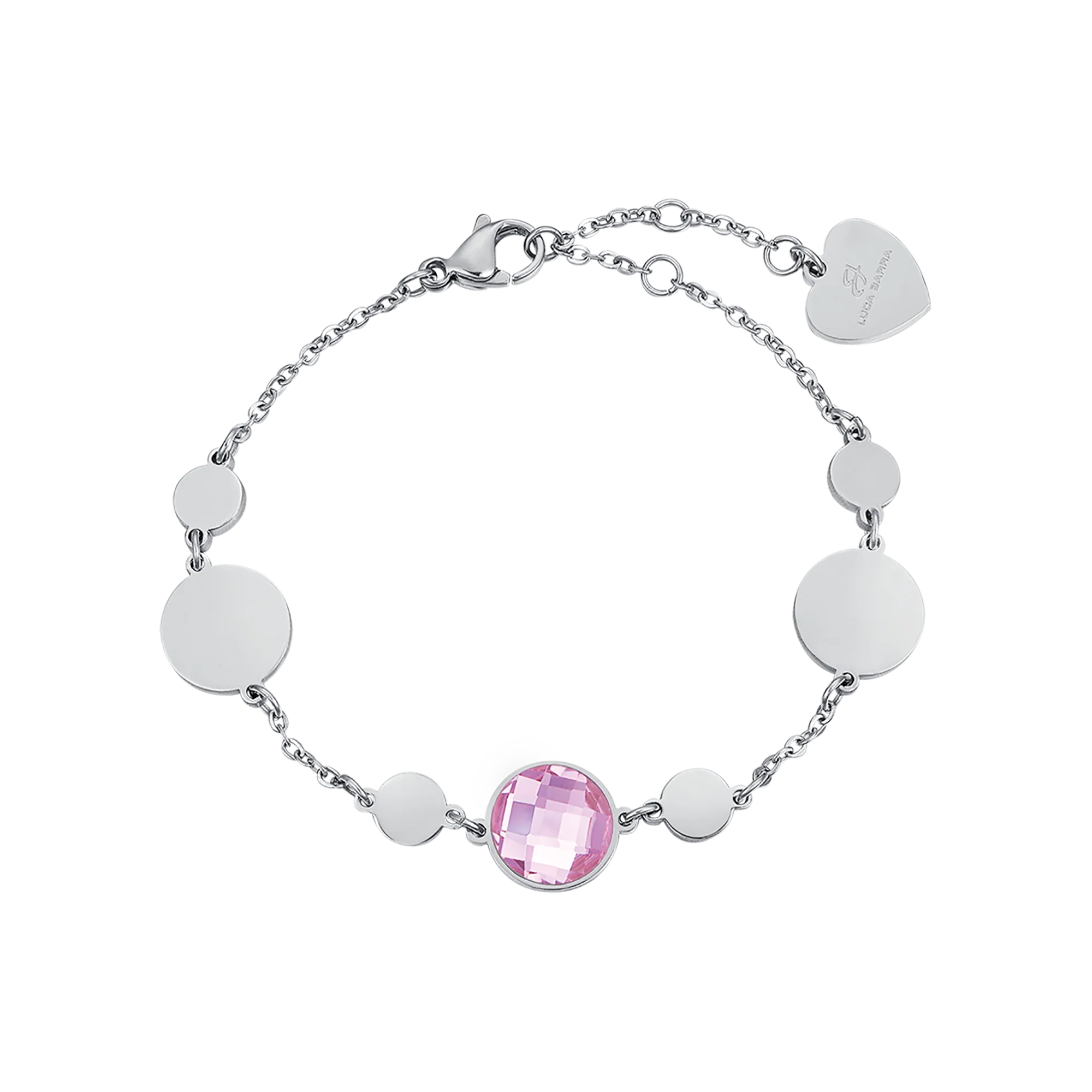 BRACCIALE IN ACCIAIO CON PIETRE ROSA
